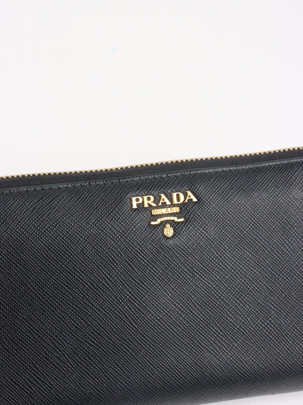 Prada Black Large Saffiano Zip Wallet
