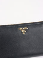 Prada Black Large Saffiano Zip Wallet