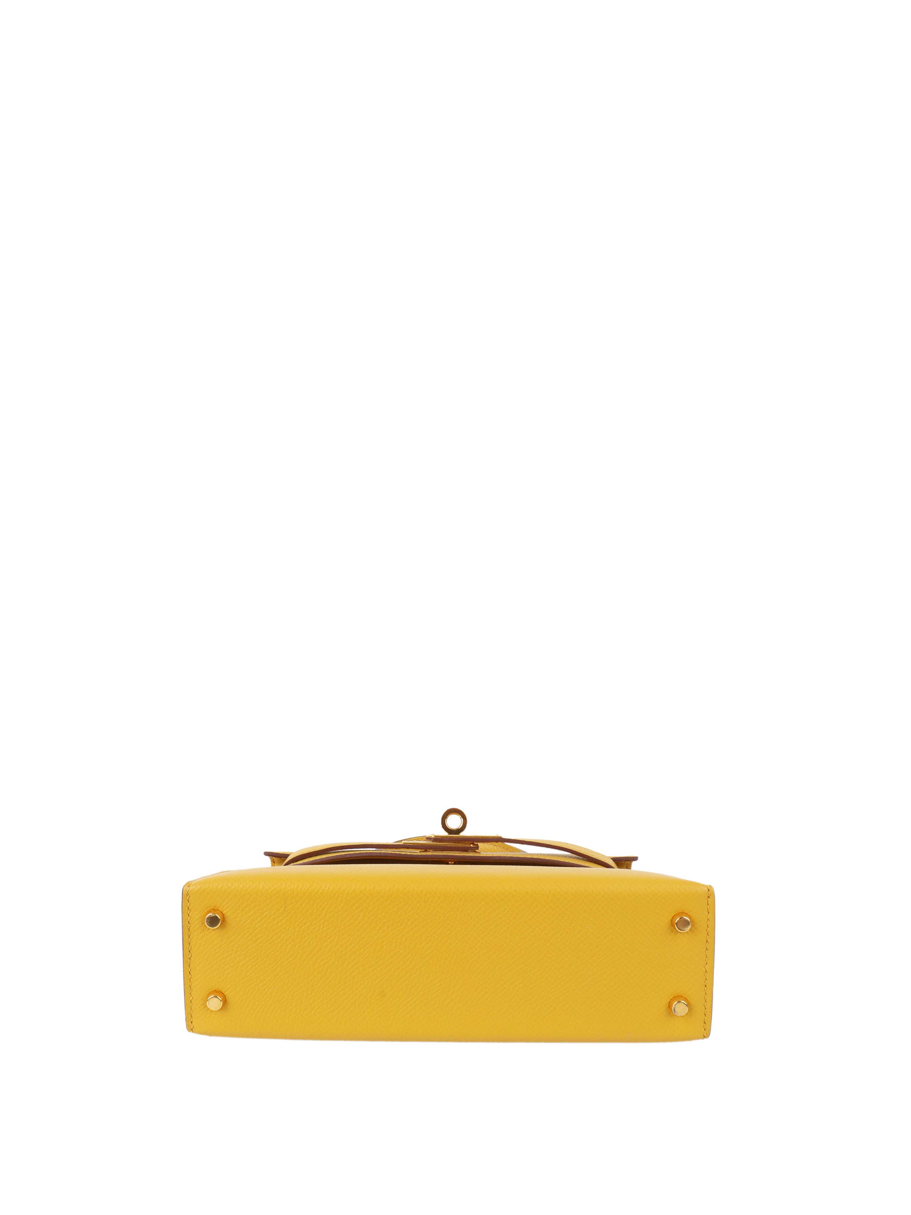 Hermes 9D Jaune Amber Mini Kelly II Epsom GHW