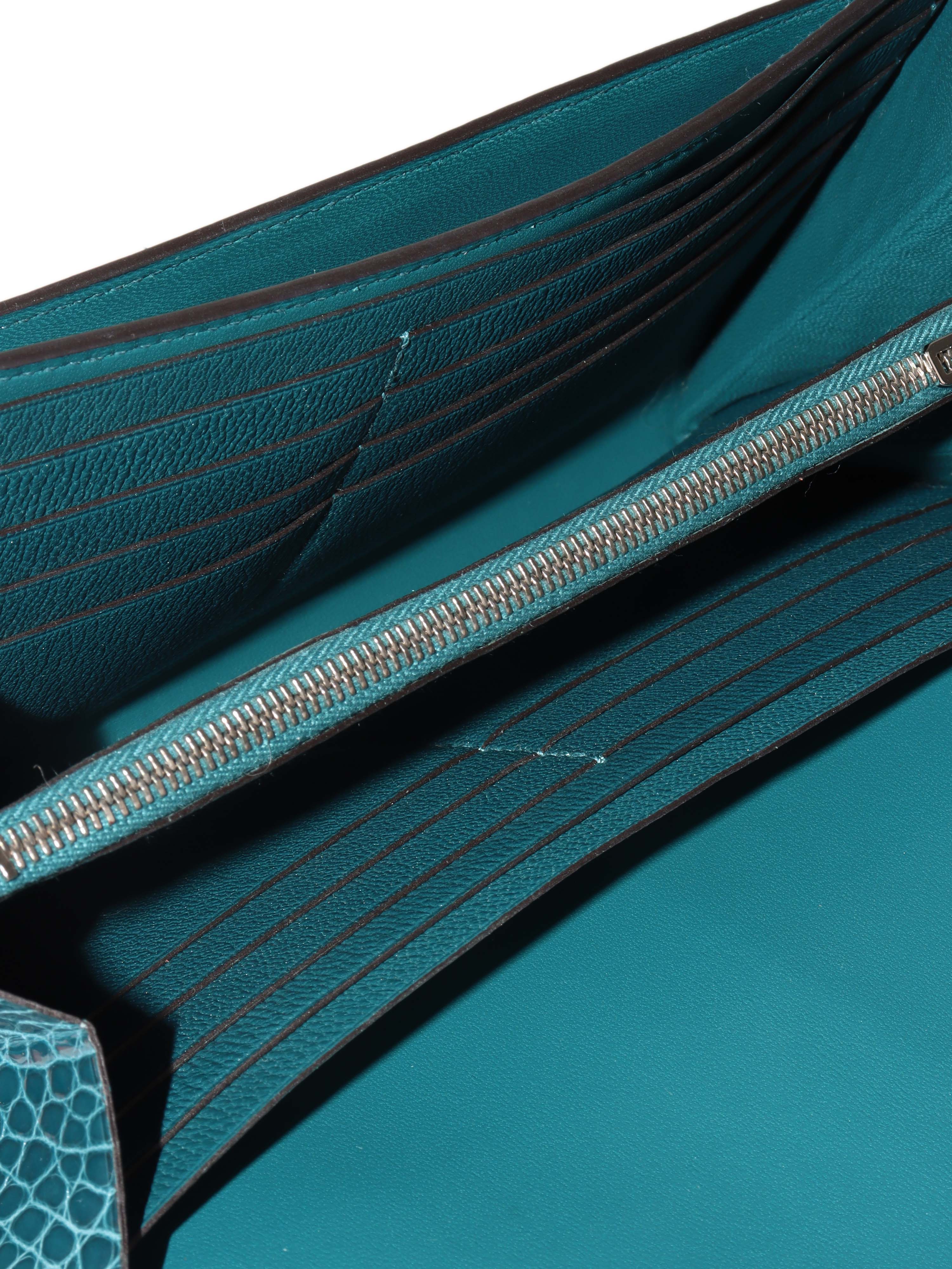 Hermes Alligator Constance Wallet Vert Bosphore.