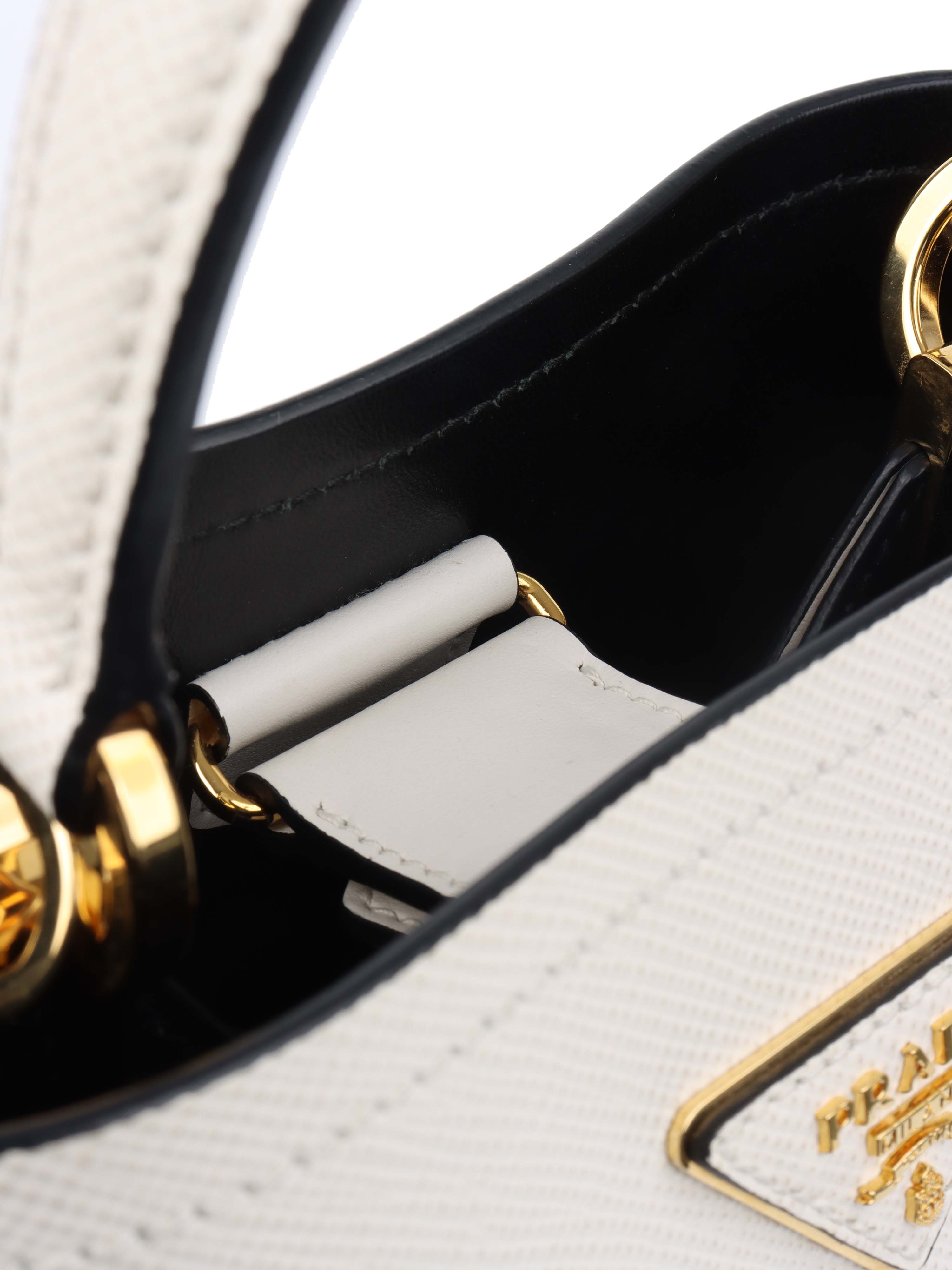 Prada Small Saffiano White Panier Bag.