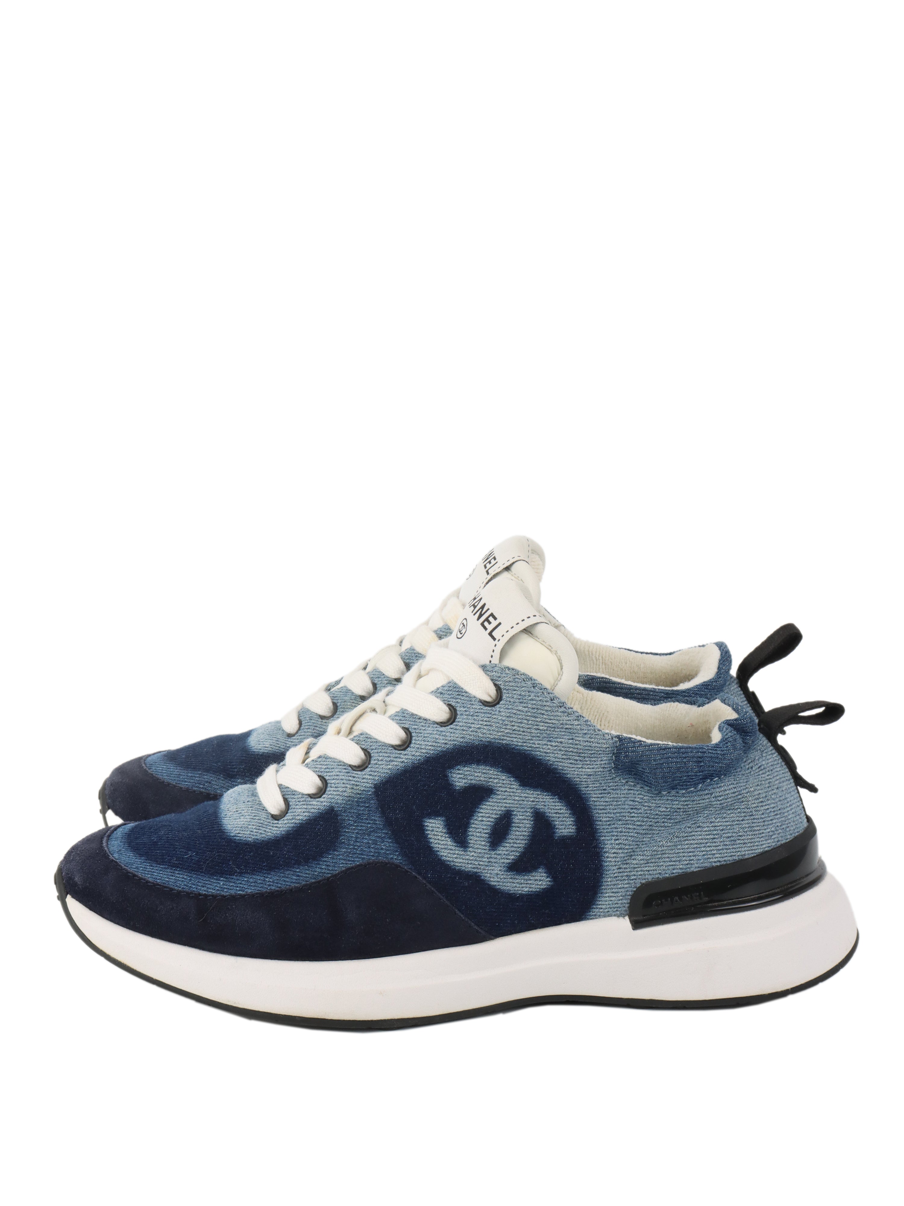 Chanel Blue Denim & White Sneakers.