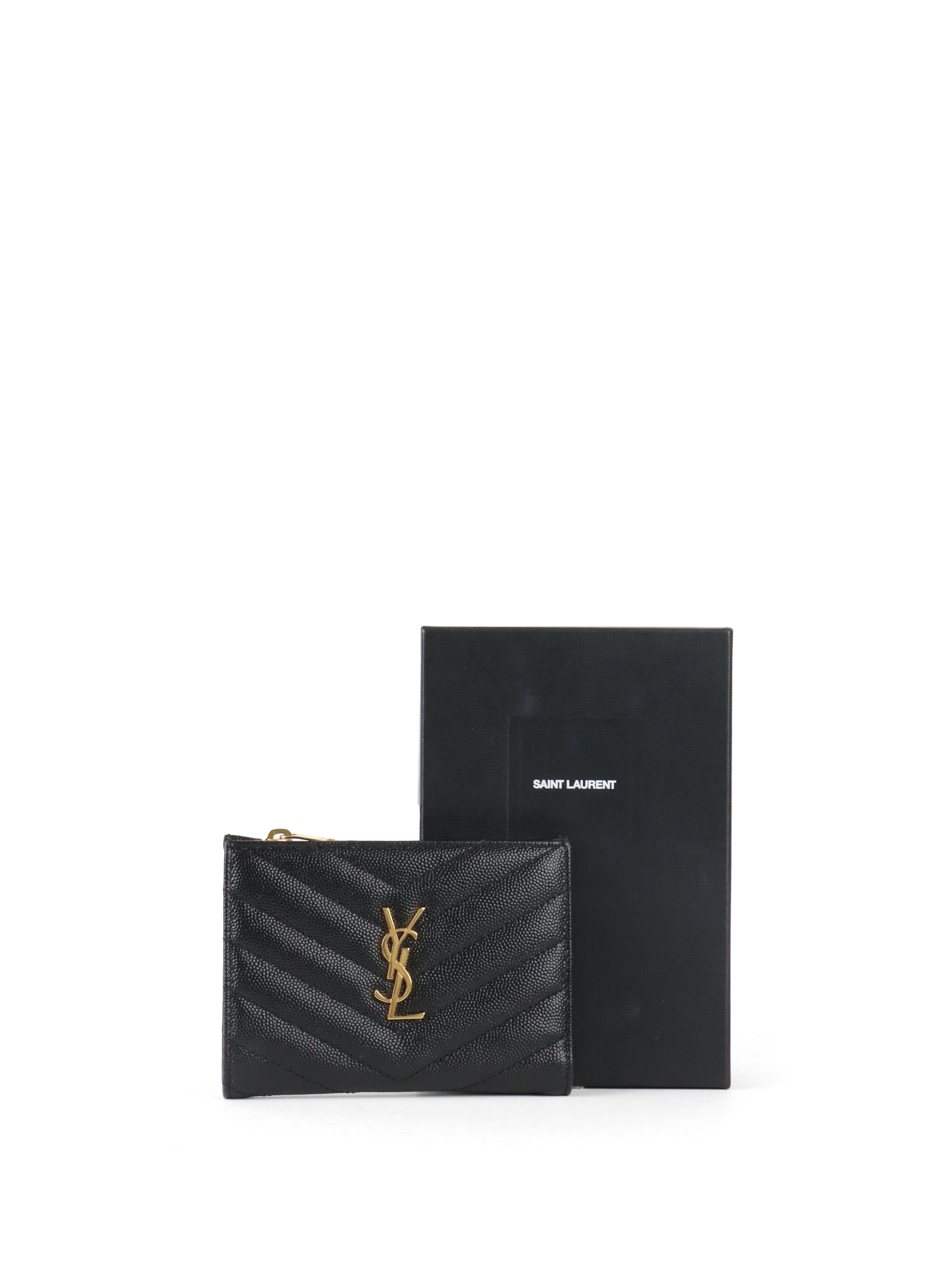 Saint Laurent Black Zipped Leather Wallet