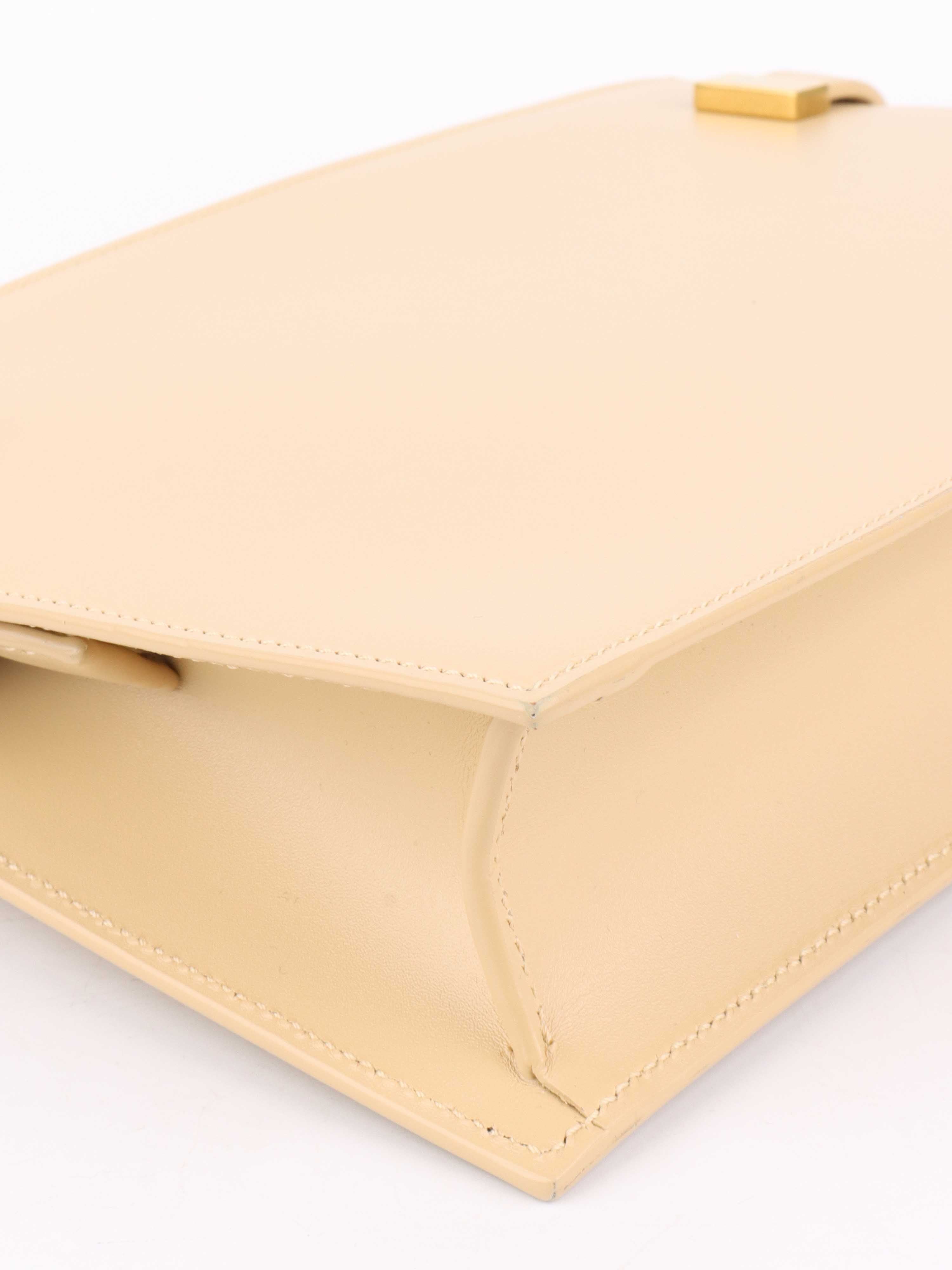 Saint Laurent Beige Manhattan Zip Chain Bag.