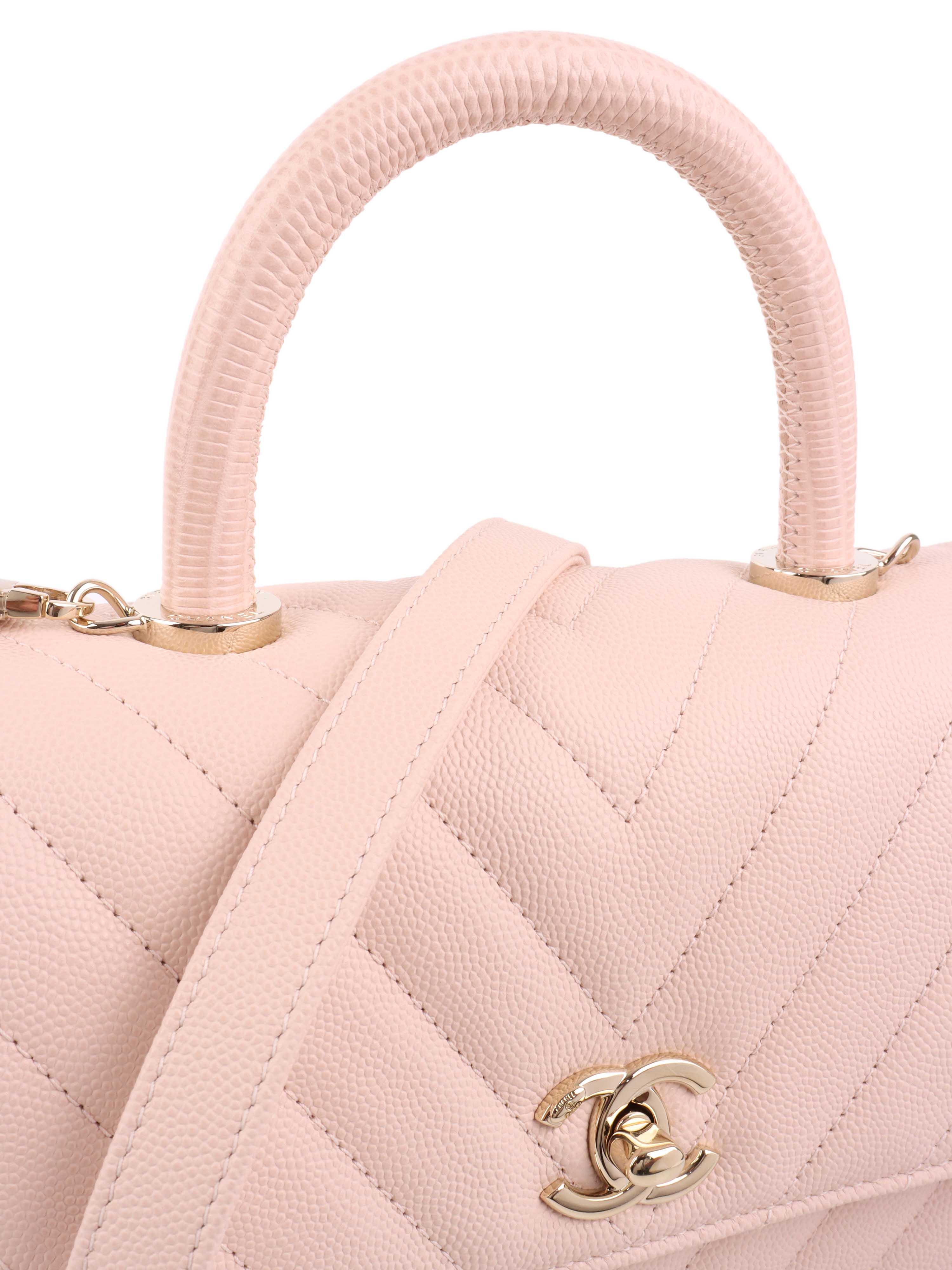 Chanel Small Light Pink Chevron Coco Handle.