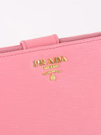 Prada Pink Zip Around Compact Wallet