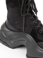 Louis Vuitton Black Mesh and Suede Archlight Ankle Boots.