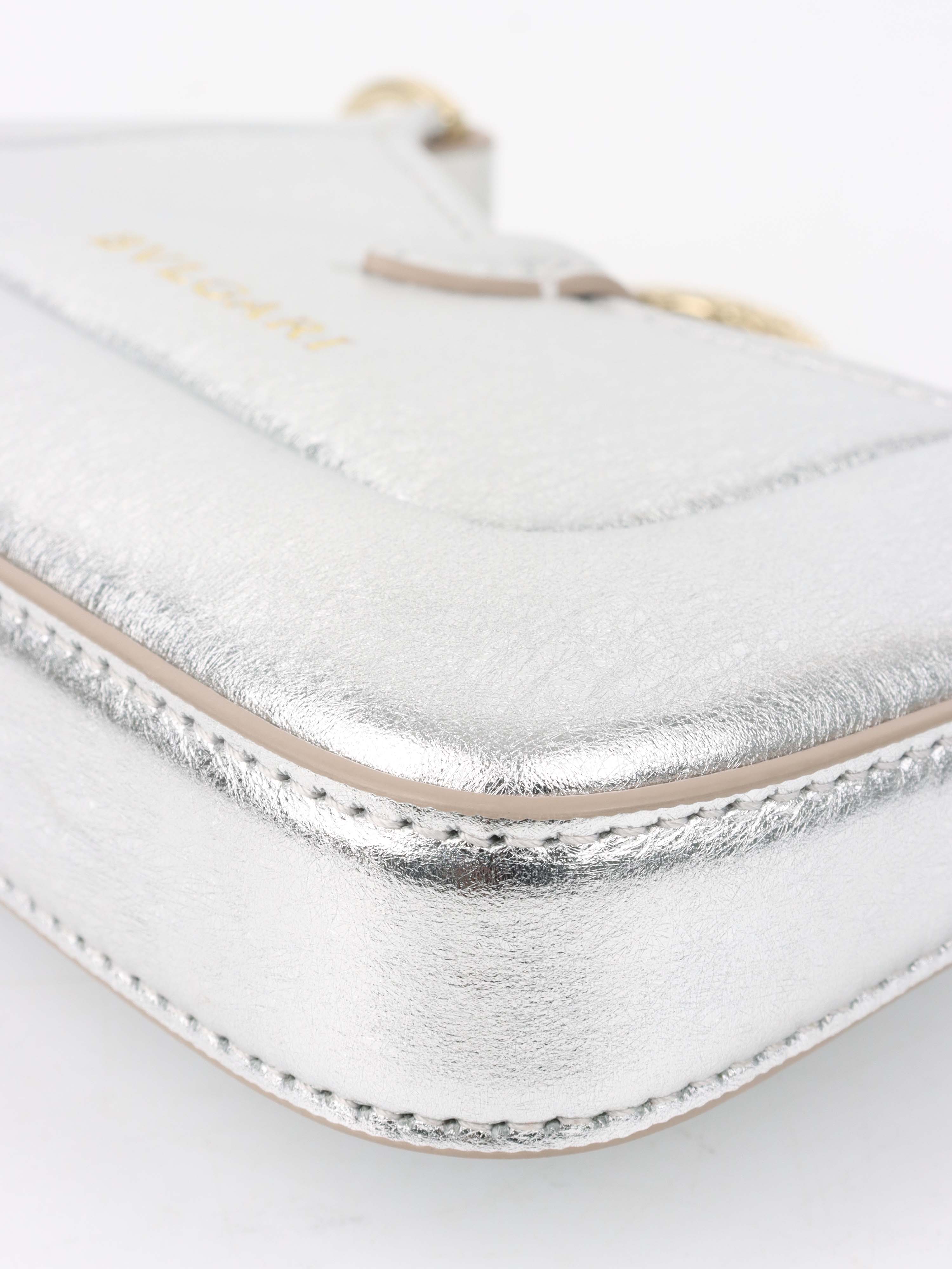 Bvlgari Metallic Silver mini Serpenti Shoulder Bag.