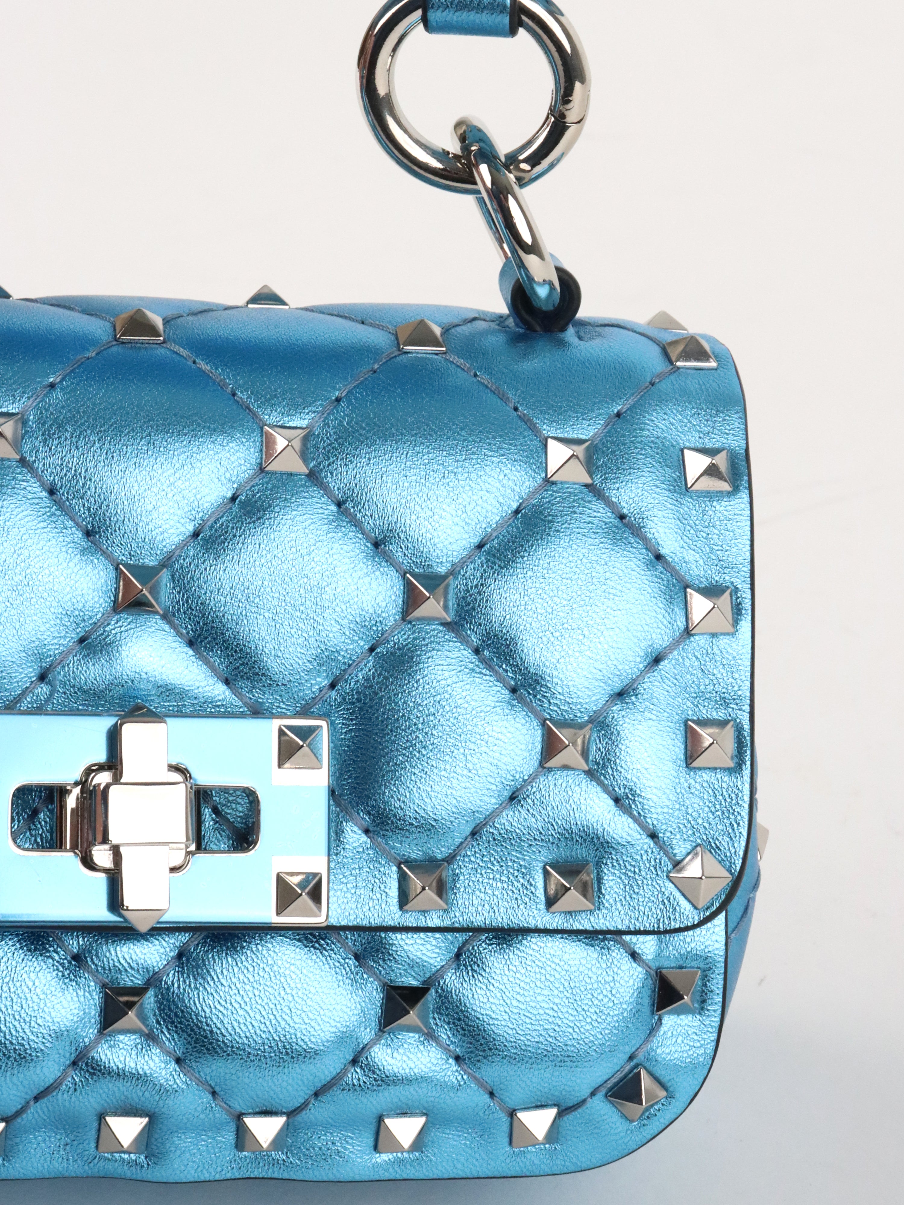 Valentino Blue Electric Cerulean Rockstud Spike Micro Bag