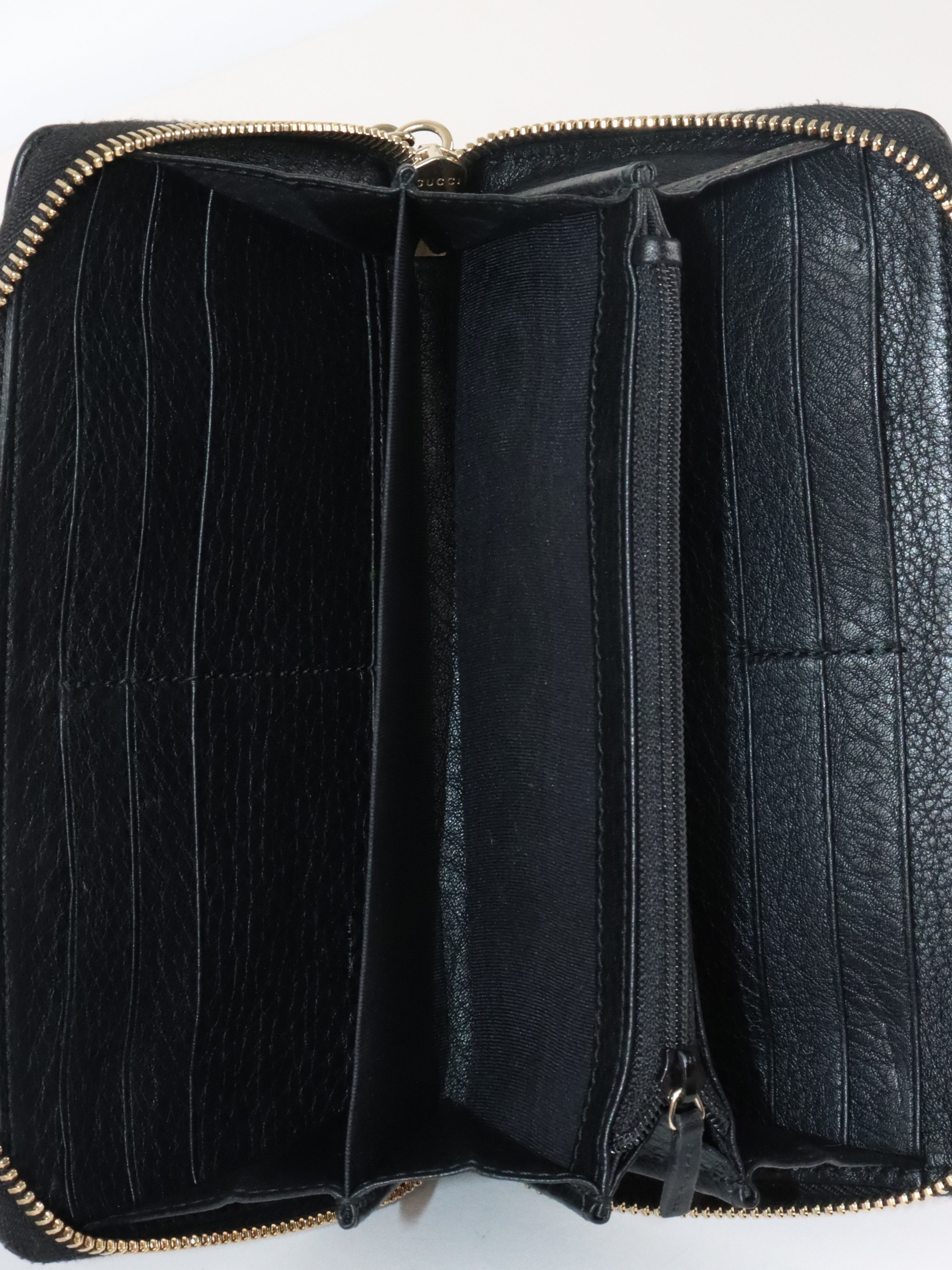 Gucci Black Soho GG Long Zip Around Wallet