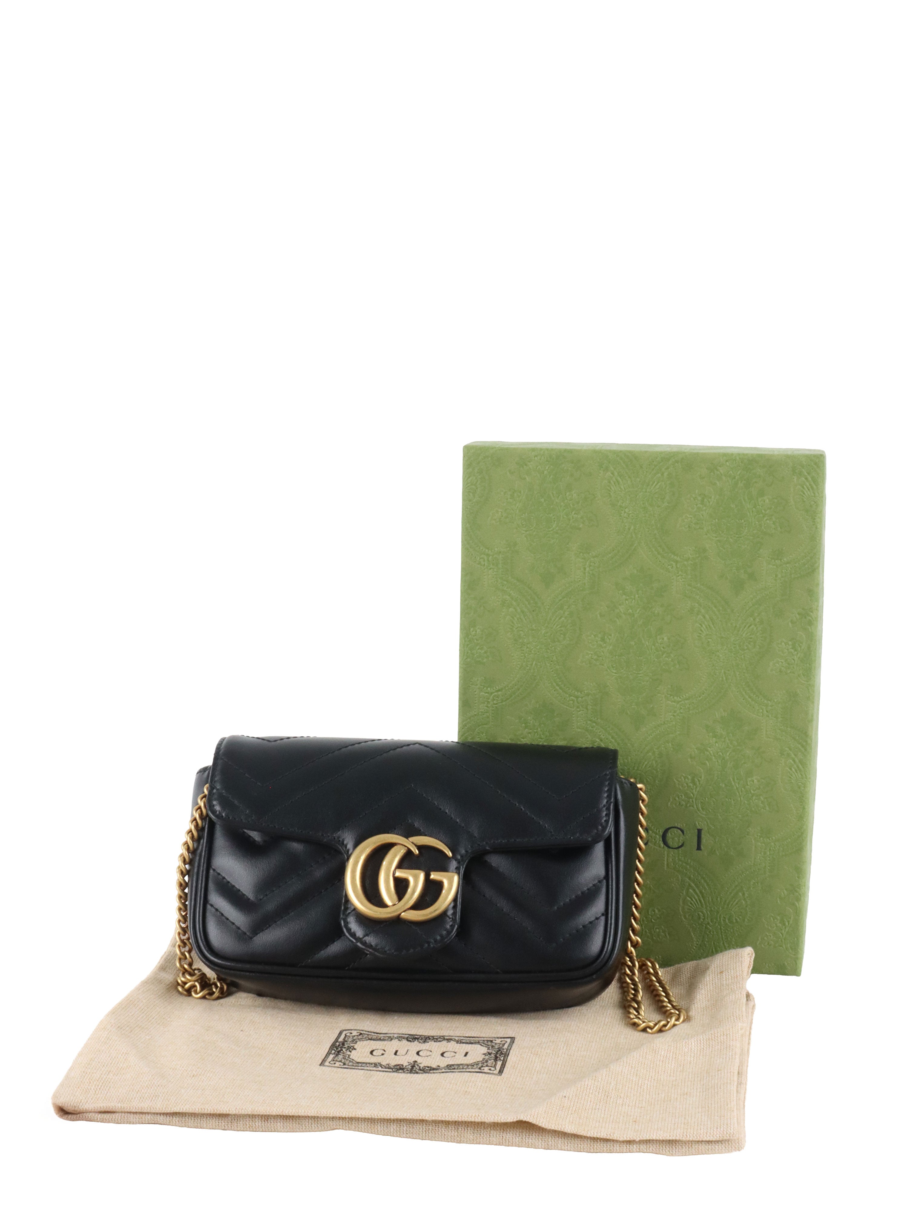 Gucci Super Mini Black Marmont Bag.