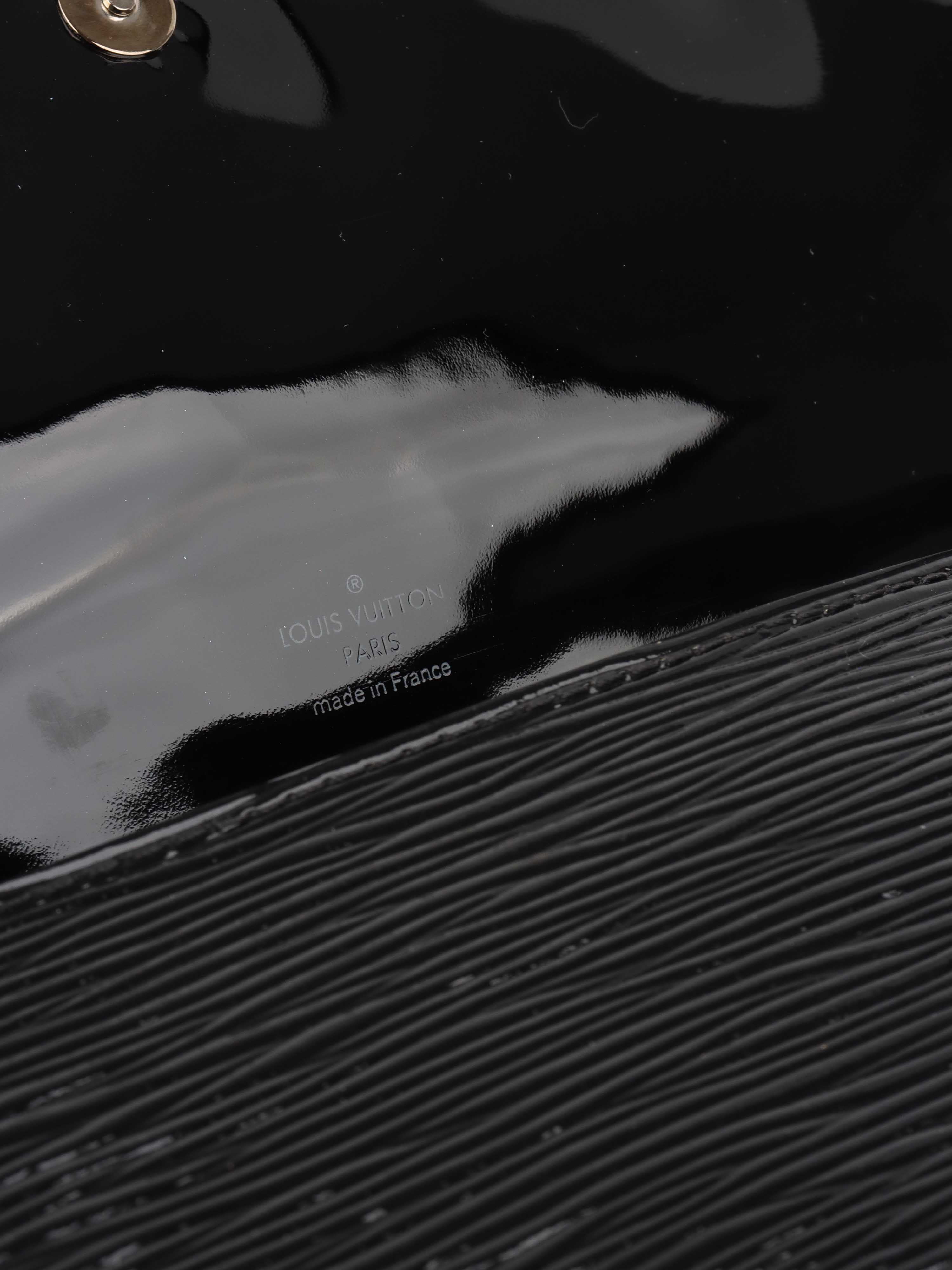 Louis Vuitton Black Patent Epi Clutch with Shoulder Strap.