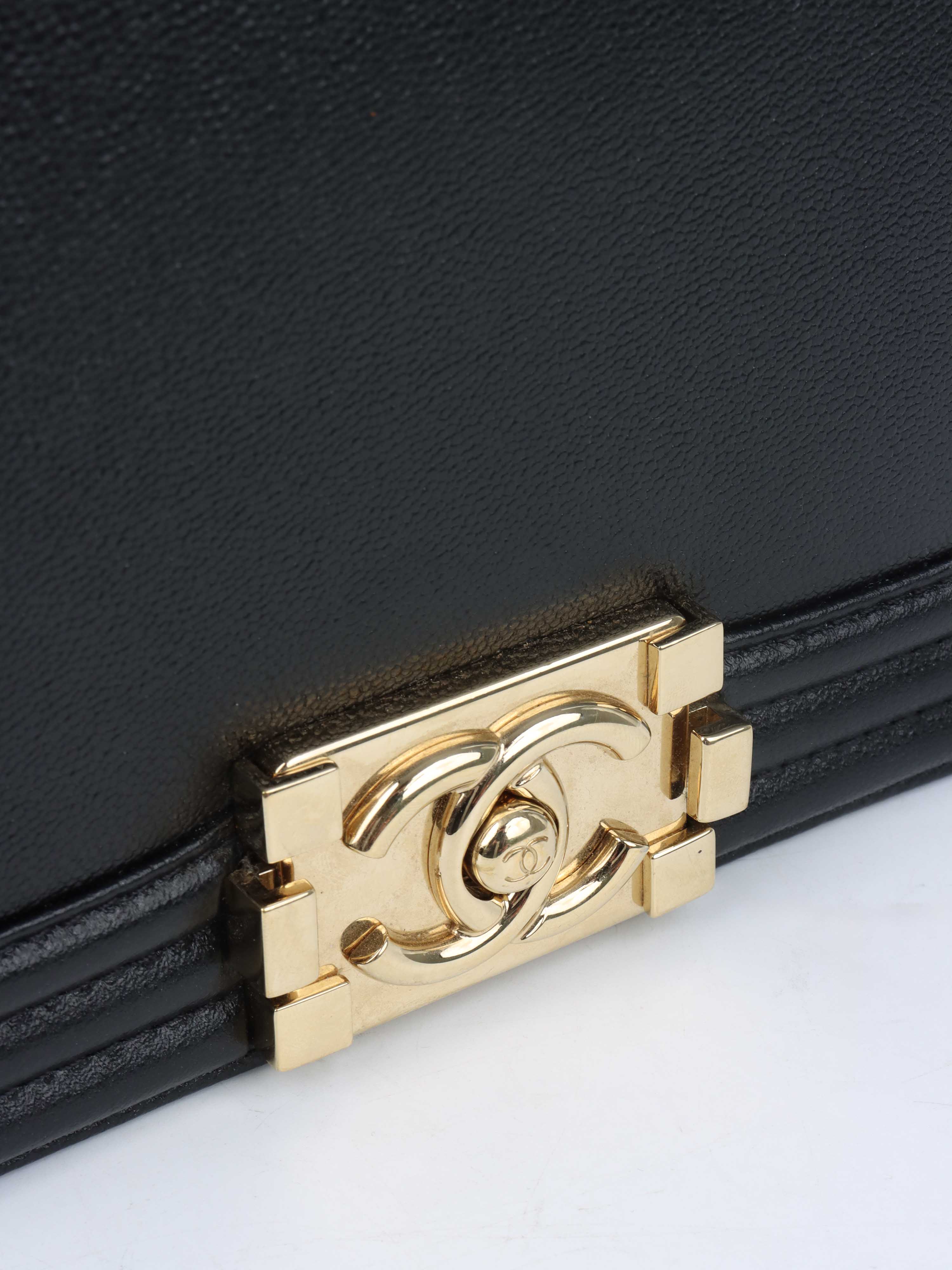 Chanel Black Mini Boy Bag in Calfskin LGHW.