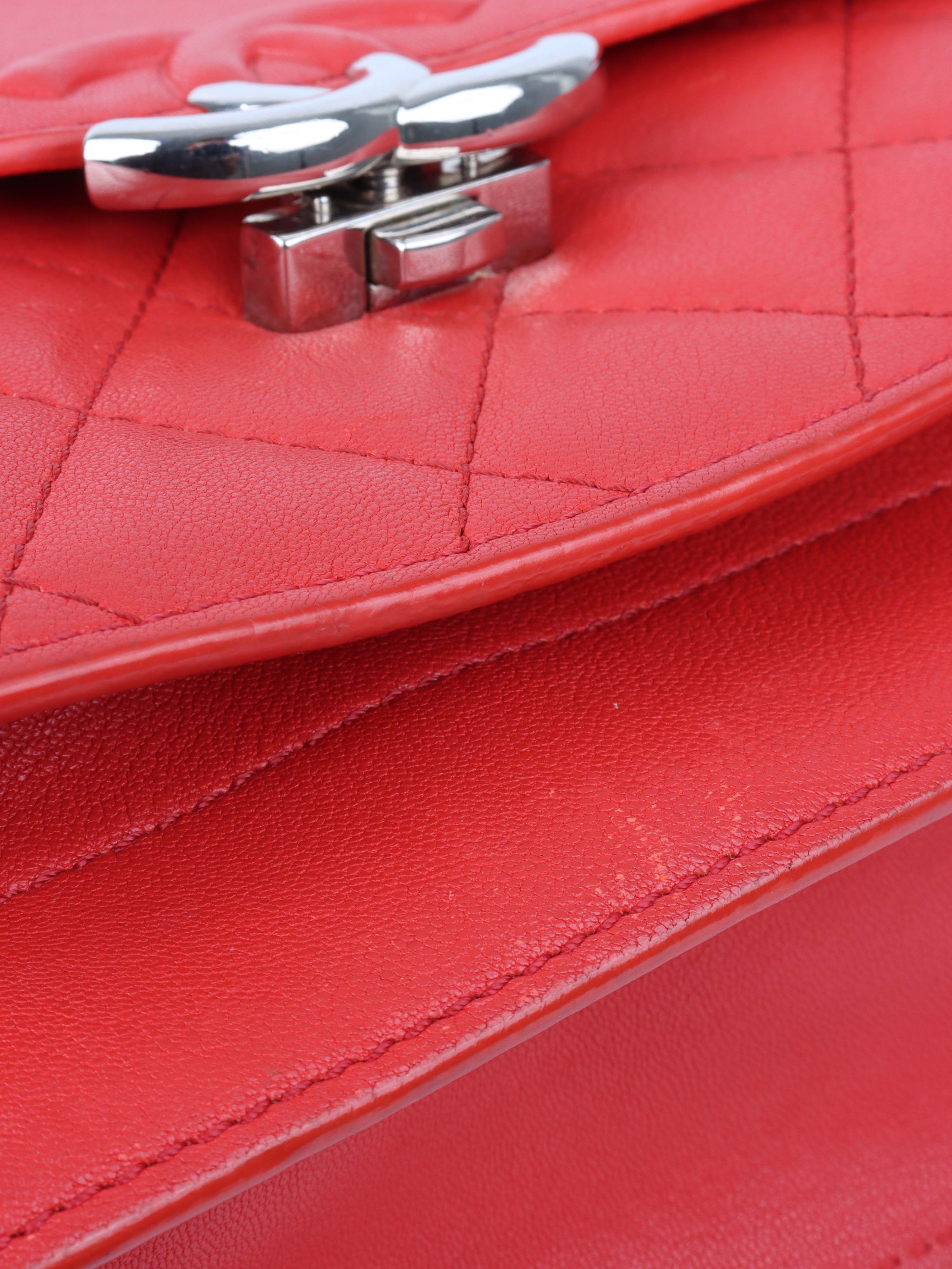 Chanel Red Quilted Two-tone CC Flap Bag