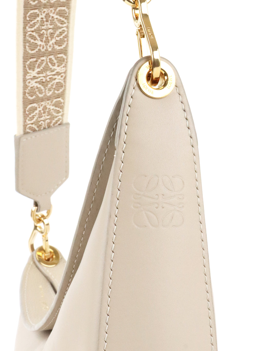 Loewe Small Light Oat Luna Leather Hobo Bag
