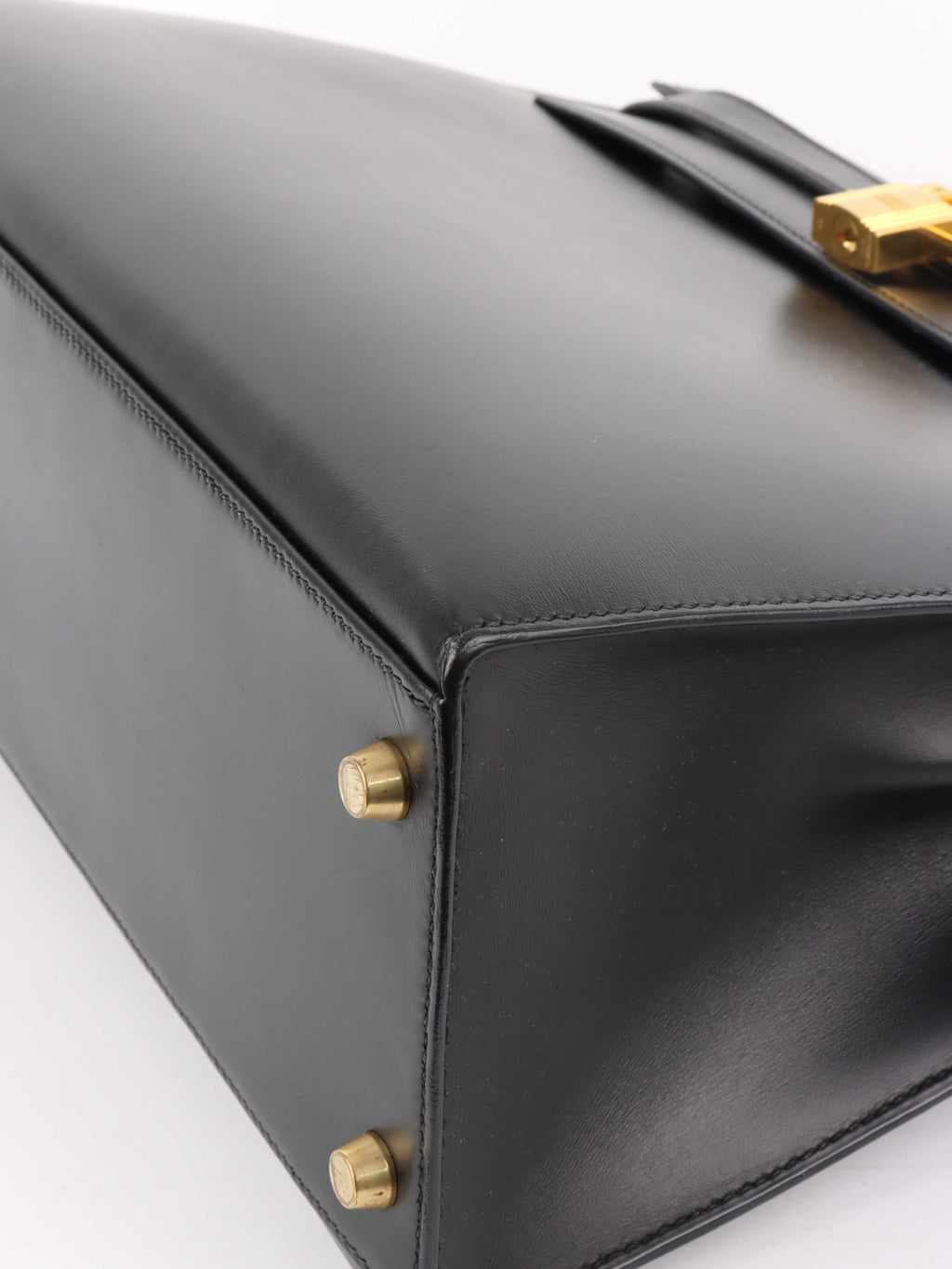 Hermes Vintage Black Box Kelly 32 Bag.