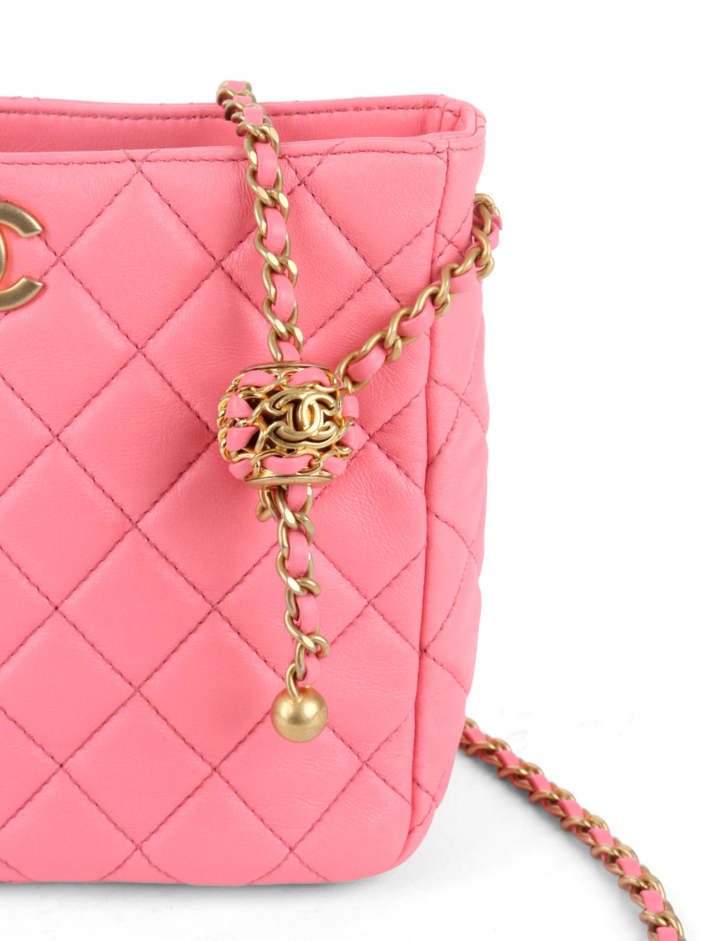 Chanel Pink Lambskin Hobo Chain Bag