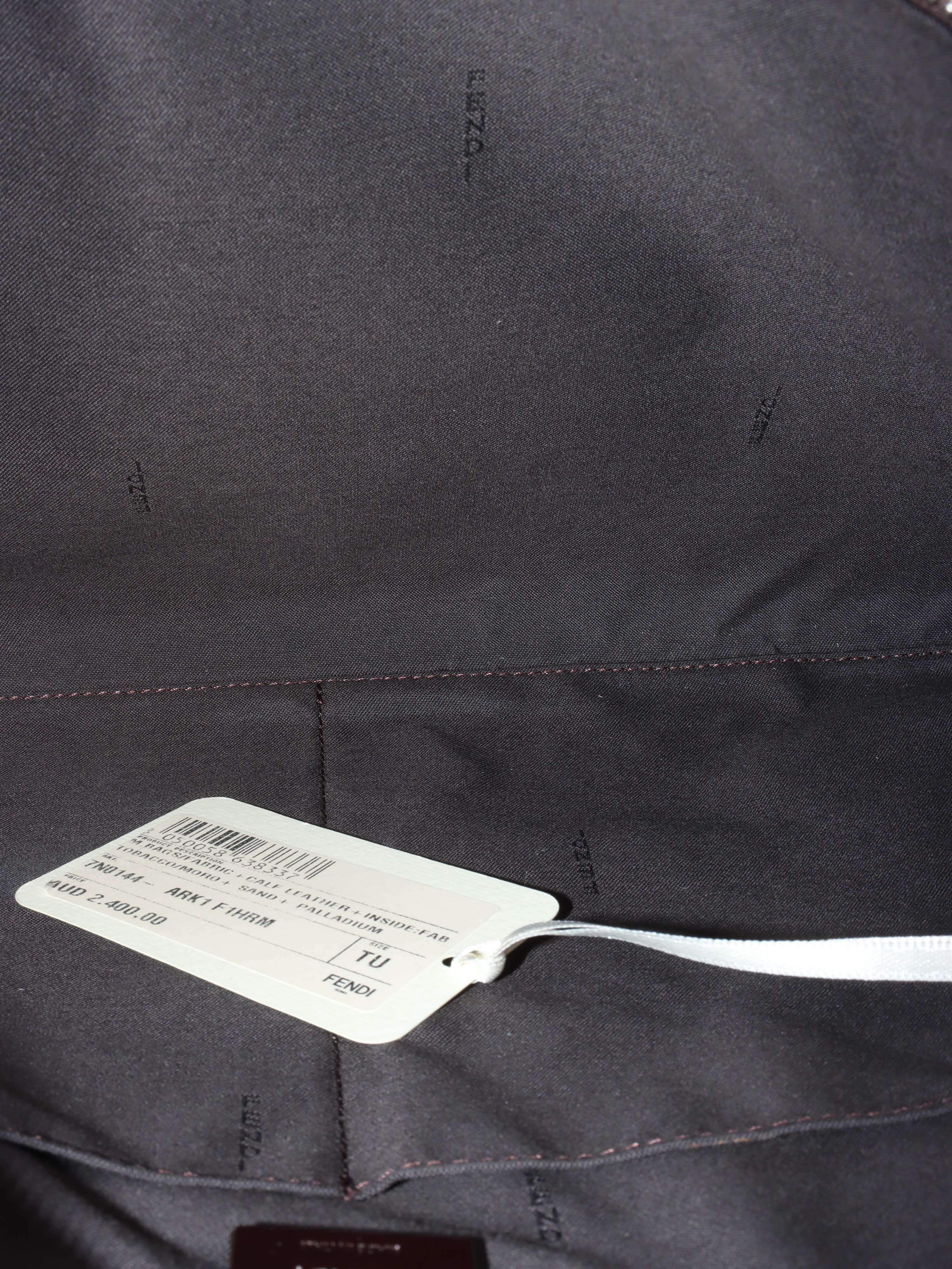 Fendi Brown Logo Fabric Shoulder Bag.