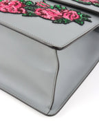 Gucci Medium Grey Floral Sequin Sylvie Top Handle Bag