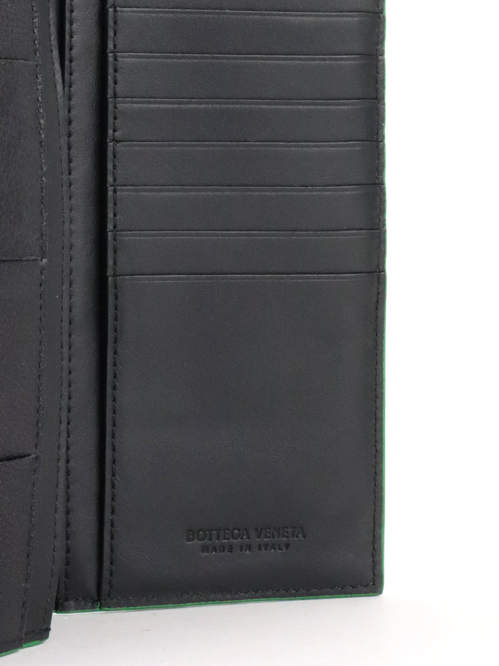 Bottega Veneta Black & Green Long Flap Cassette Wallet