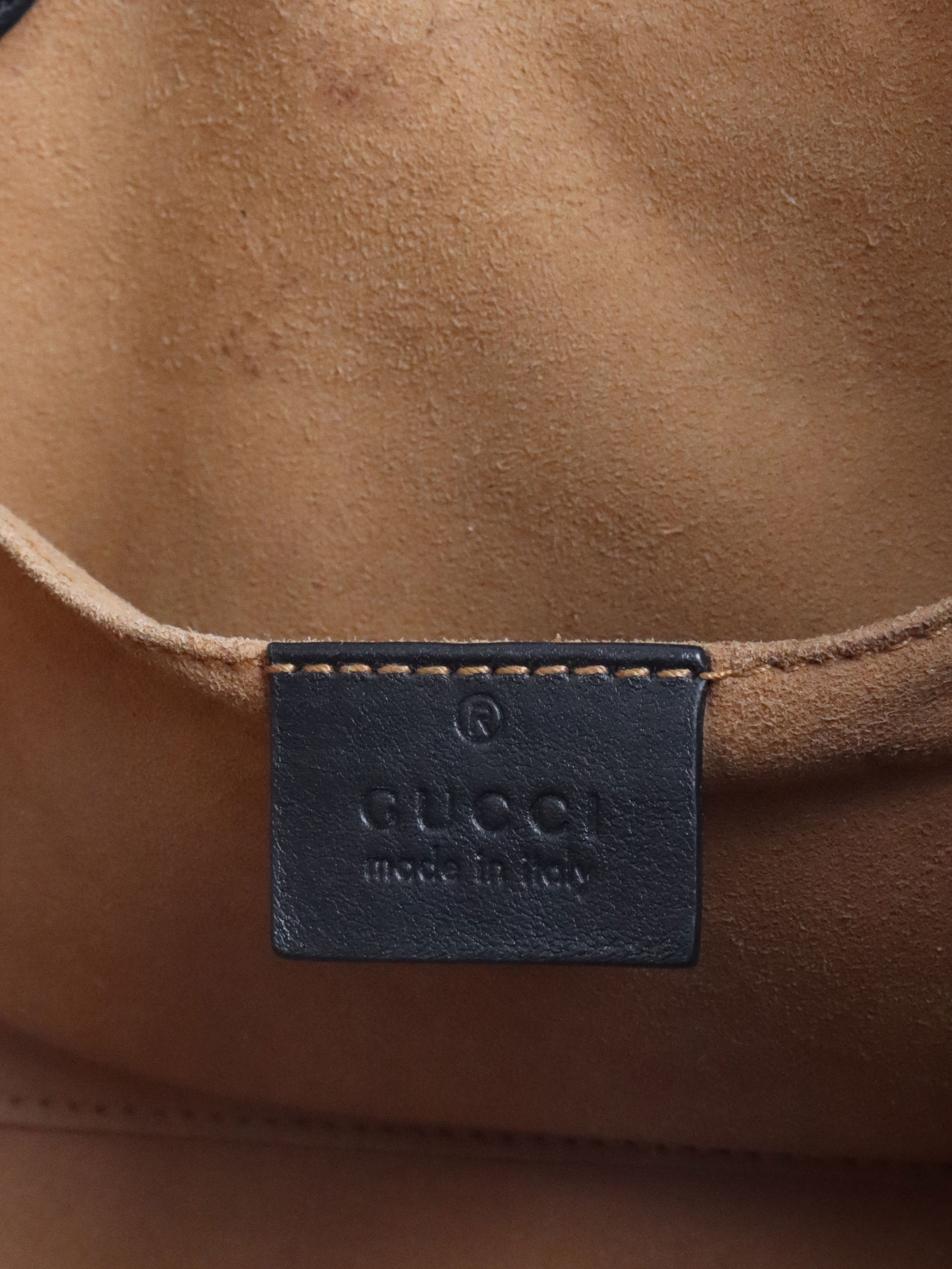 Gucci Small Black GG Supreme Canvas Padlock Tote.
