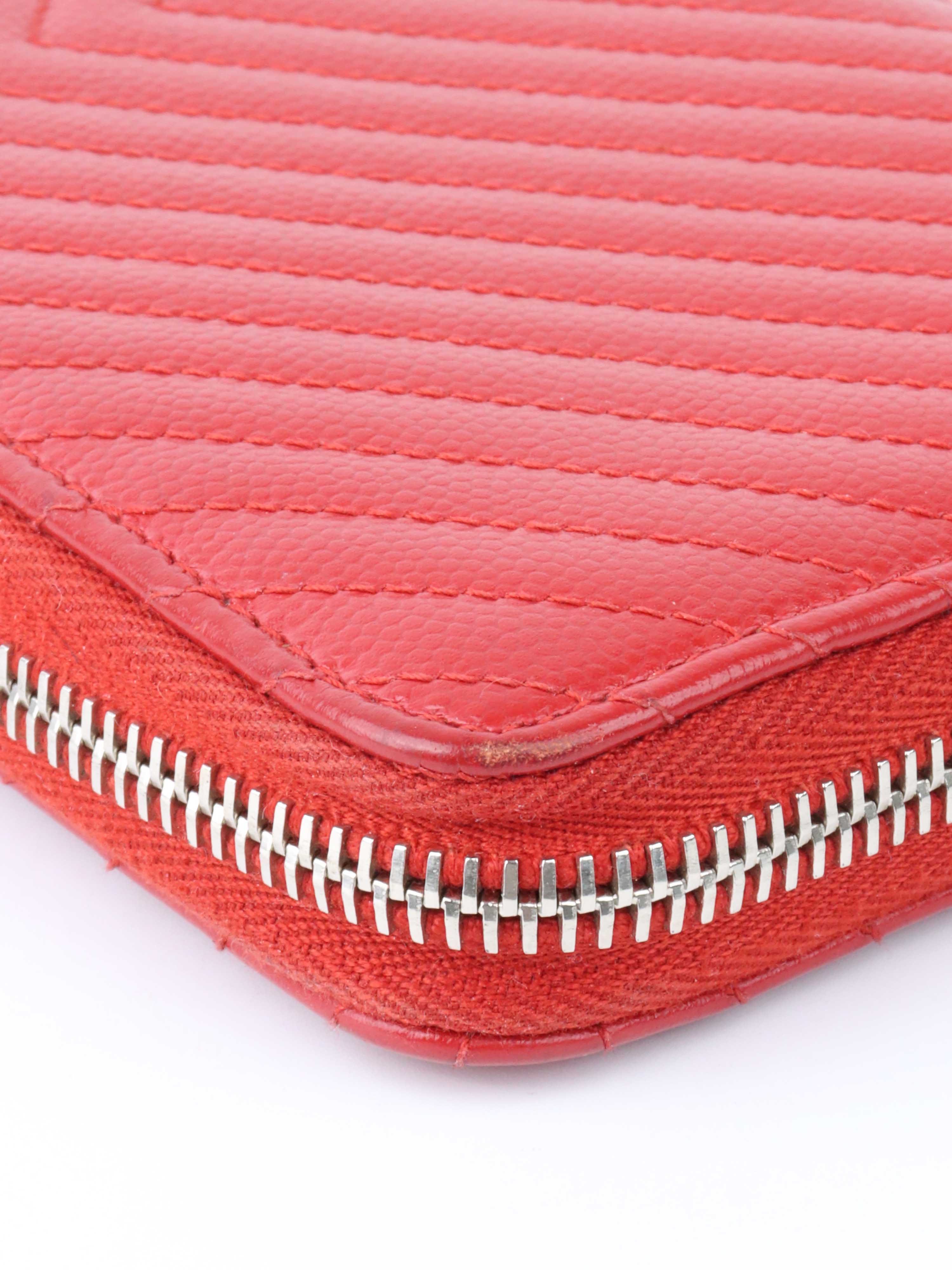 Chanel Red Caviar Zip Around Wallet.