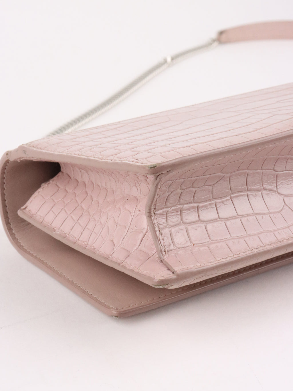 Saint Laurent Mini Pink Sunset Crocodile Embossed Leather Bag