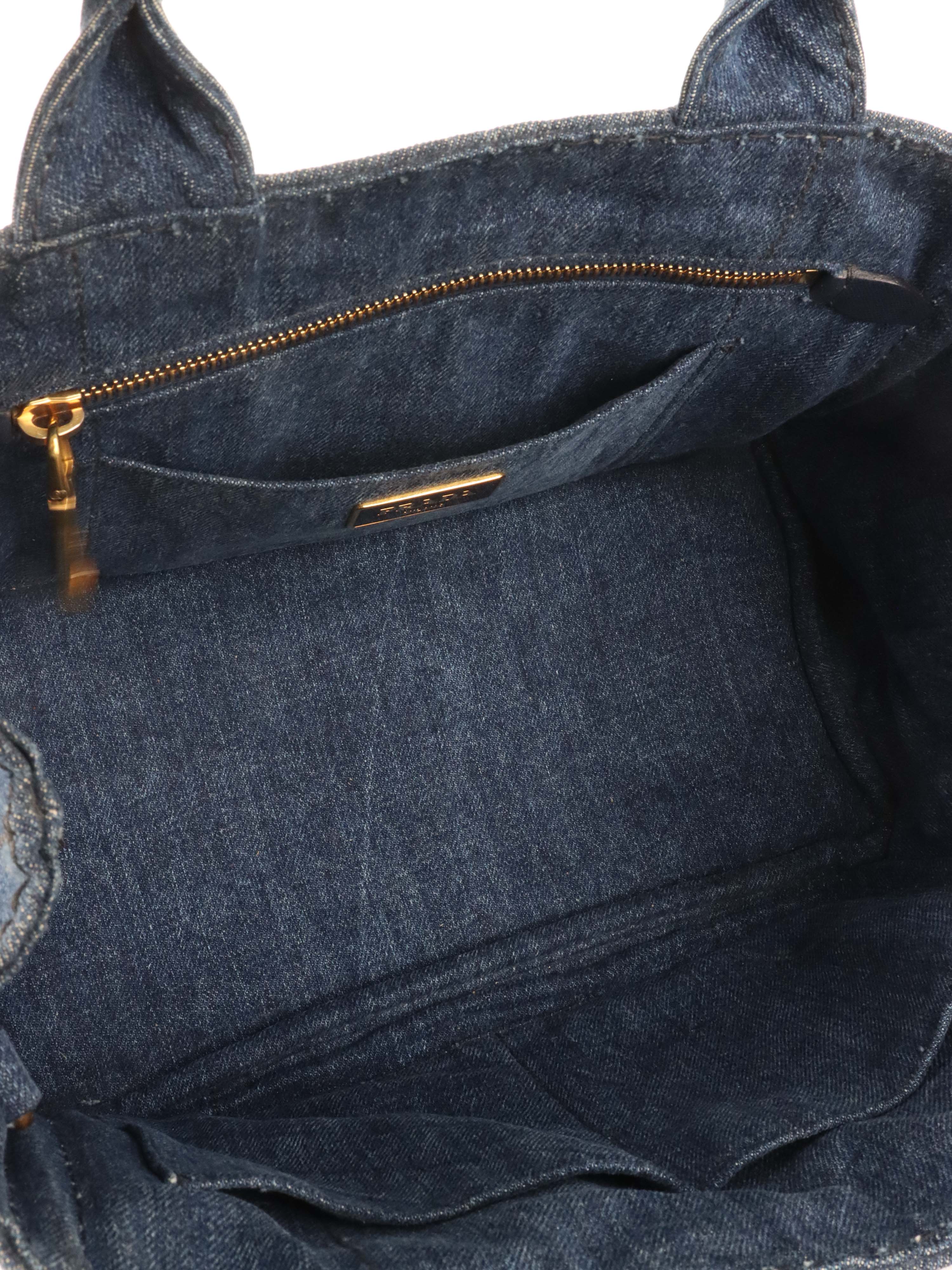 Prada Small Canapa Denim Tote.