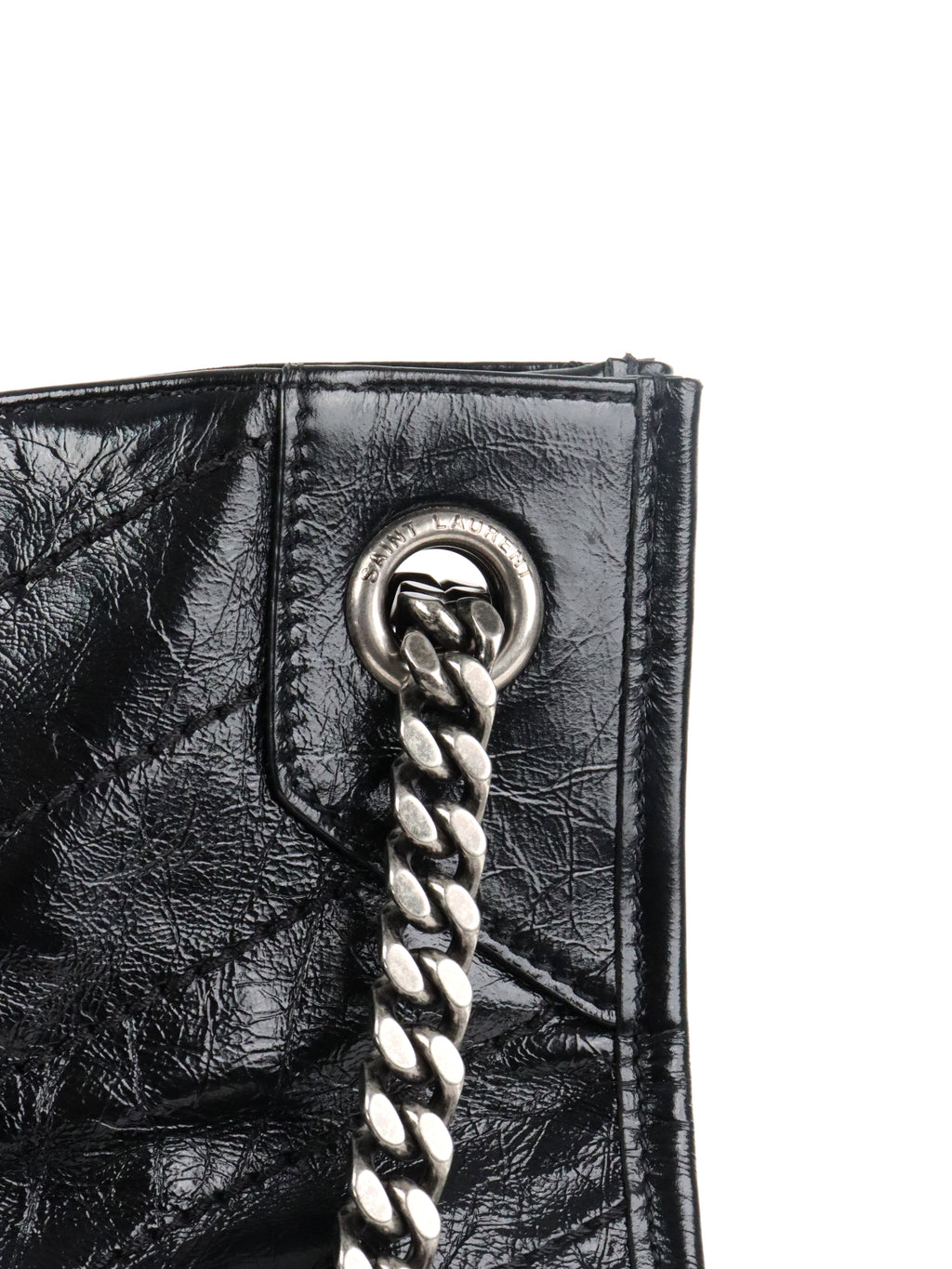 Saint Laurent Black Vintage Leather Niki Shopping Tote