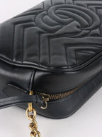 Gucci Black Small GG Marmont Camera Bag.