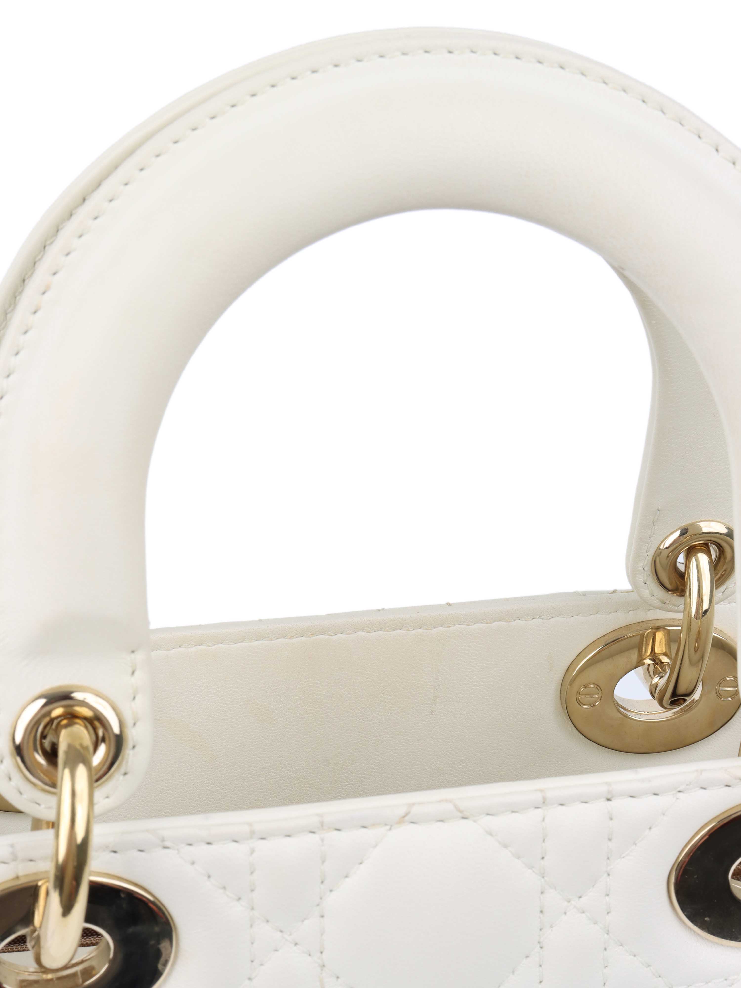 Dior White Small Lady Dior Bag GHW.