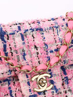 Chanel Pink & Blue Tweed Mini Rectangular Classic Flap.