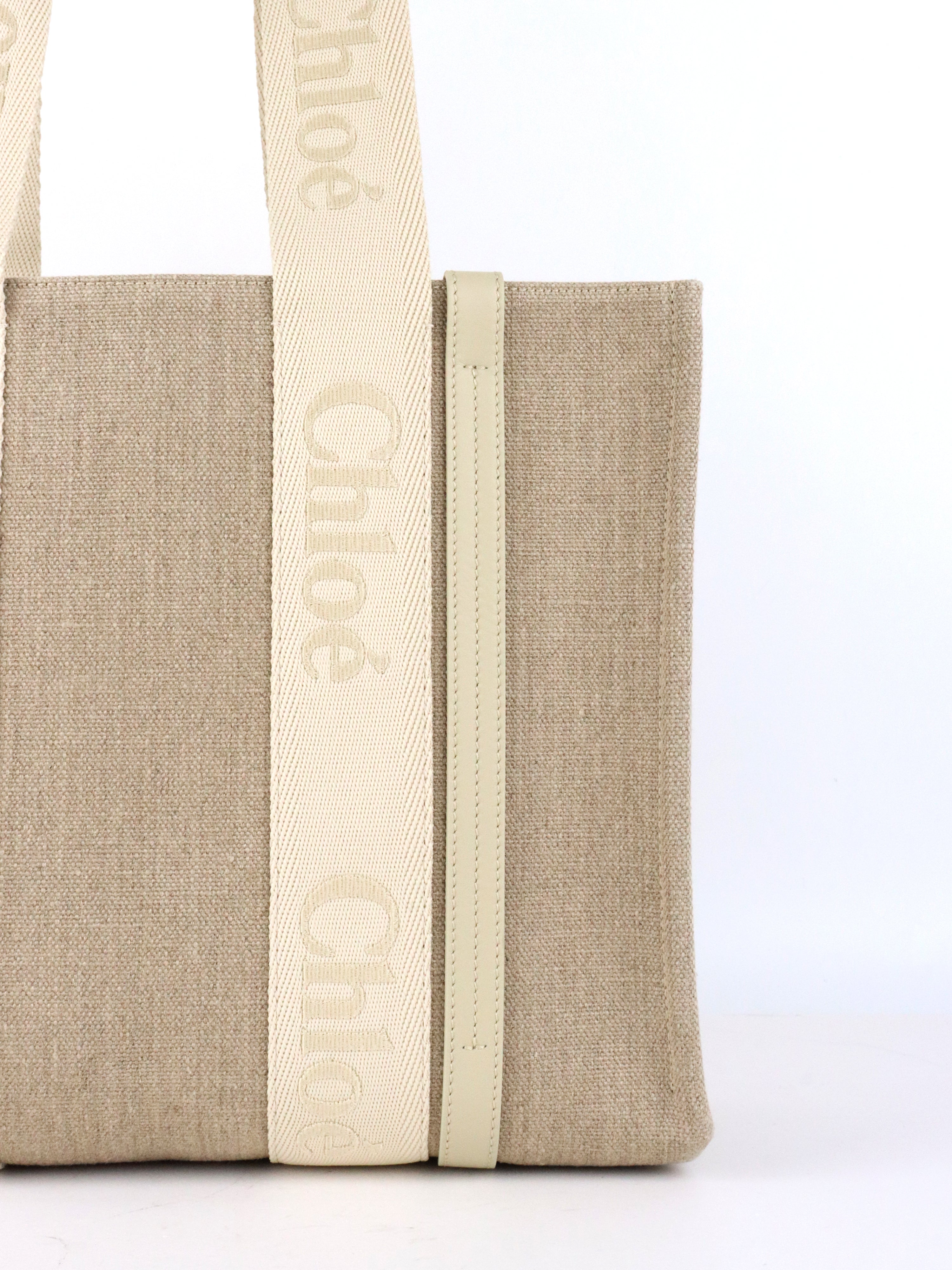 Chloe Medium Cloudy Cream Woody Tote Bag