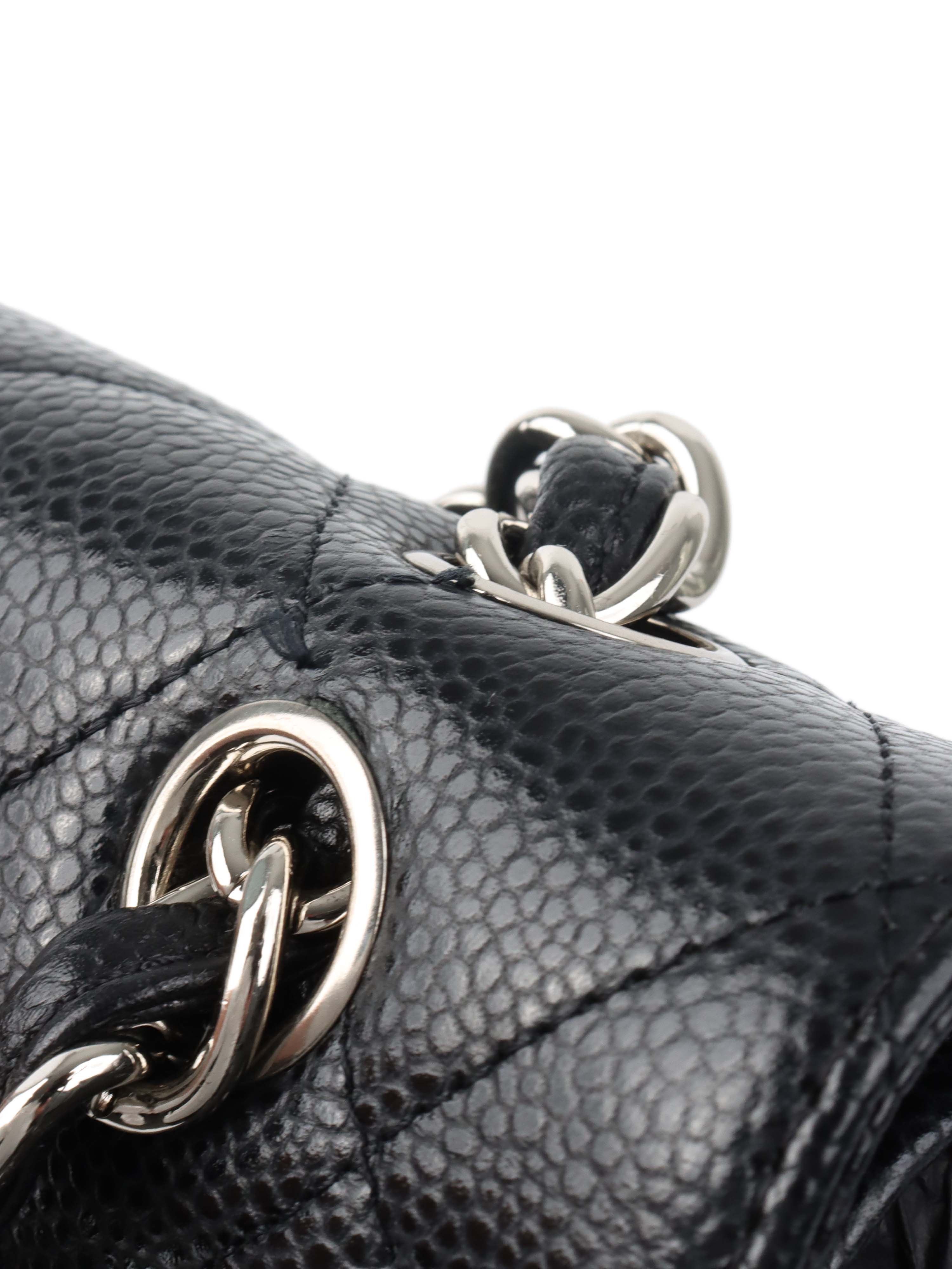 Chanel Black Caviar Maxi Double Classic Flap SHW.