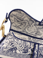 Dior Medium Blue Toile De Jouy Embroidered Saddle Bag