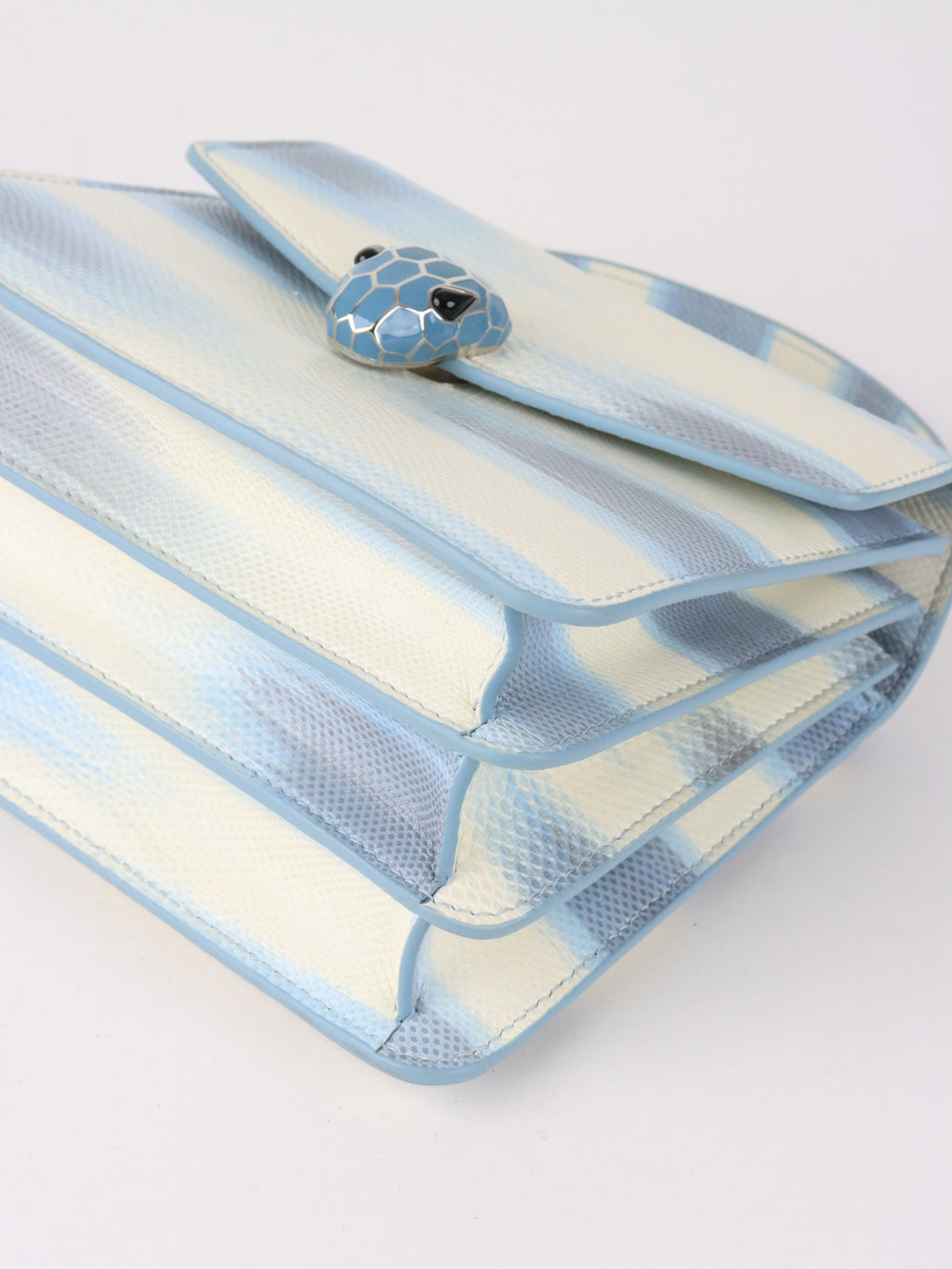 Bvlgari Blue and White Serpenti Forever Leather 2way Bag
