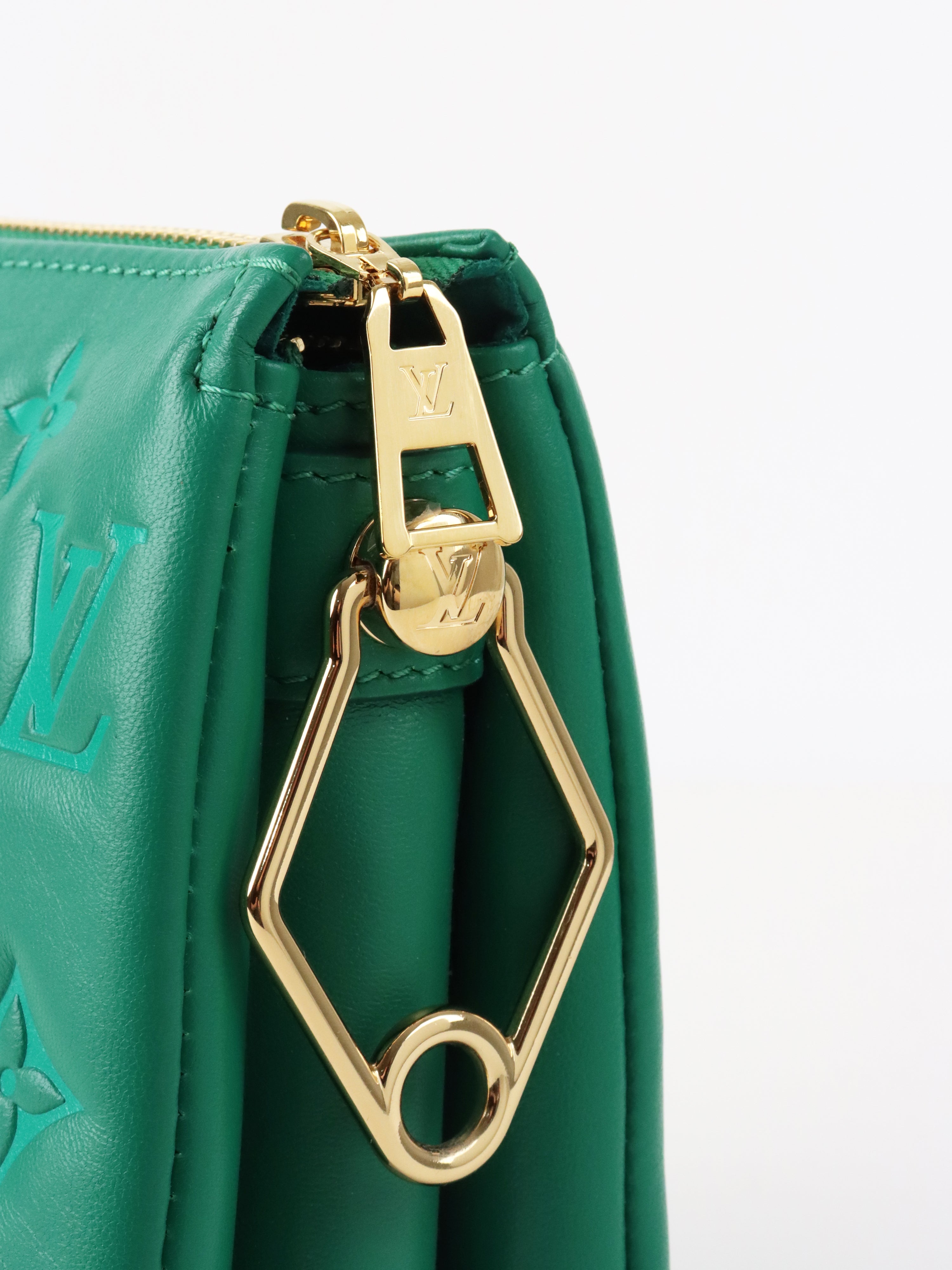 Louis Vuitton Vert Green Monogram Embossed Puffy Coussin BB Bag GHW