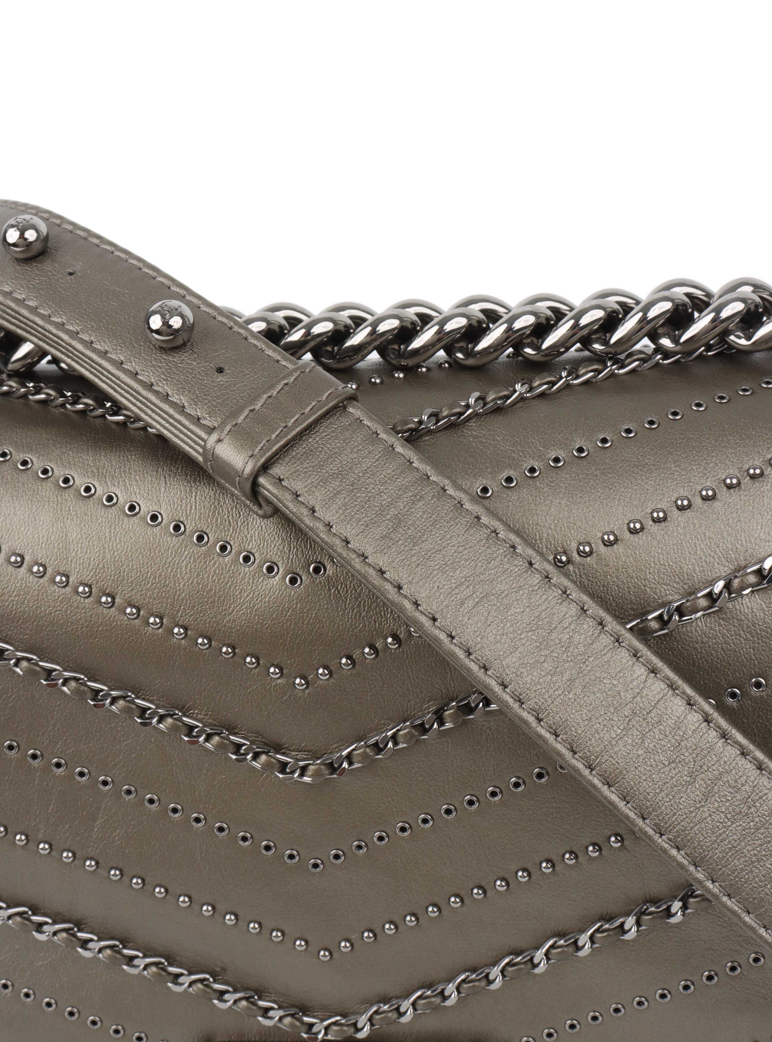 Chanel Medium Chevron Metallic Crumpled Calfskin Boy Bag.