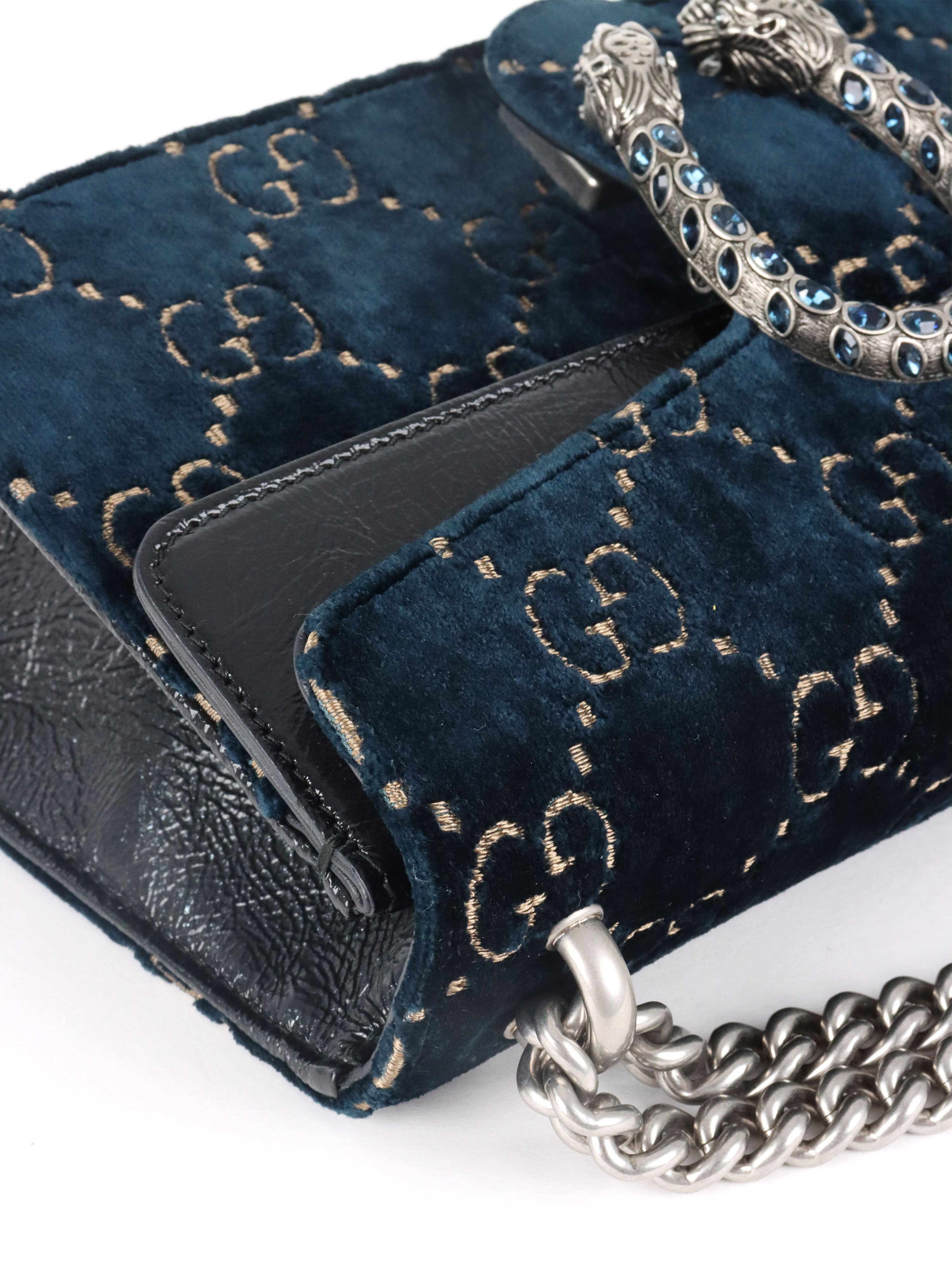 Gucci Small Blue Velvet Dionysus GG Bag