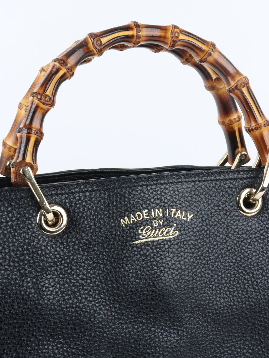 Gucci Bamboo Handle Large Black Leather Shopper Tote