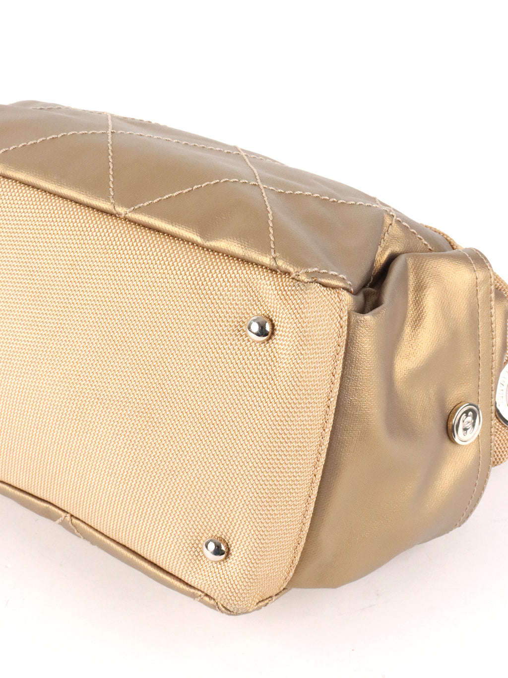 Chanel Champaign Paris Biarritz Quilted Coated Canvas Bag