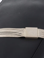 Versace Black Leather Shoulder Bag with Silver Chain.