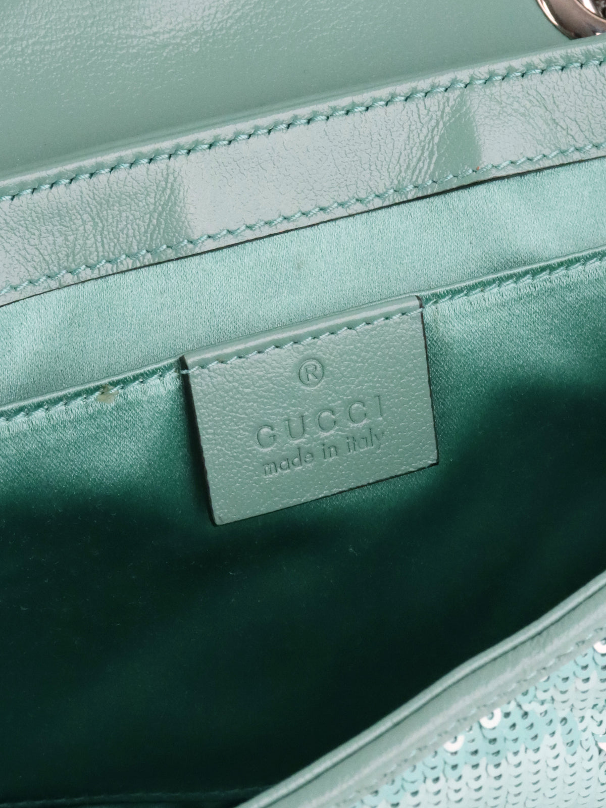 Gucci Mini Marmont Mint Green Sequin Shoulder Bag