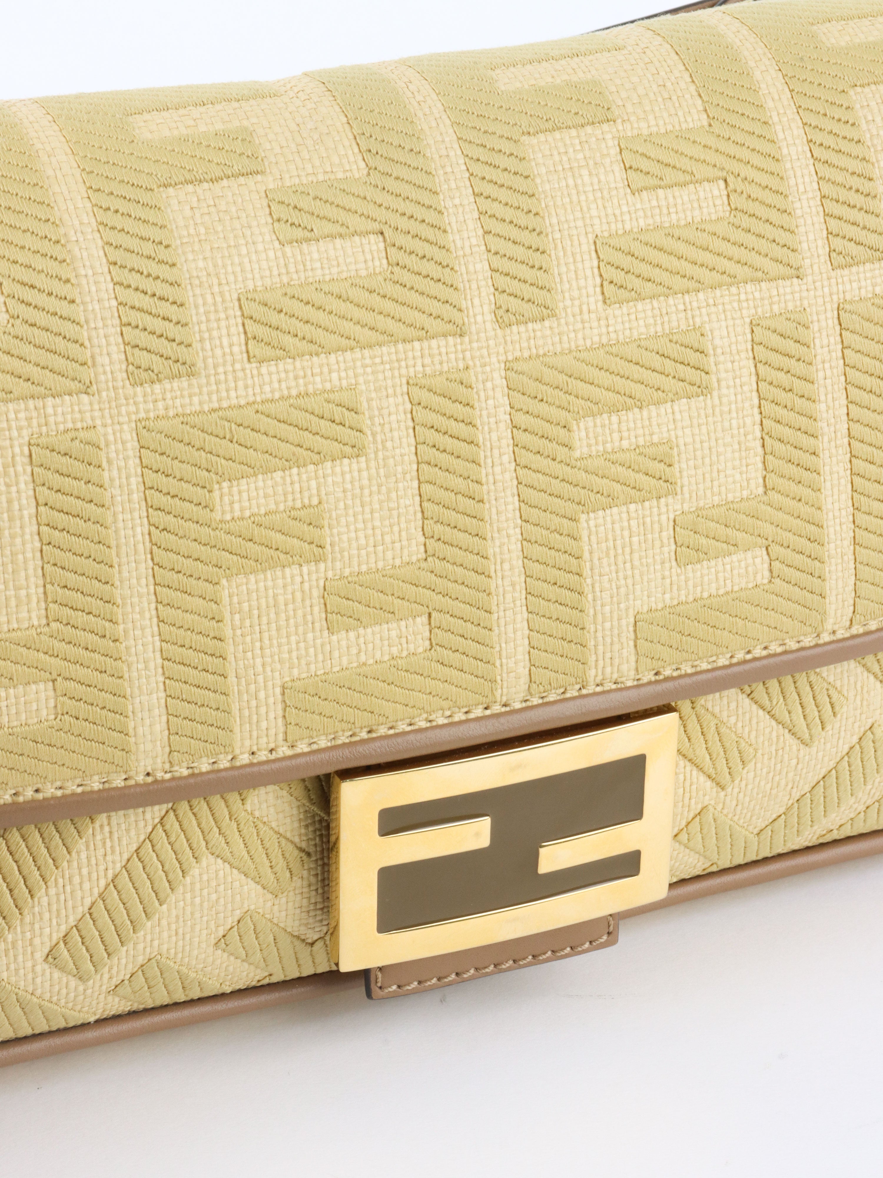 Fendi Woven Rafia Vitello Baguette  Bag.