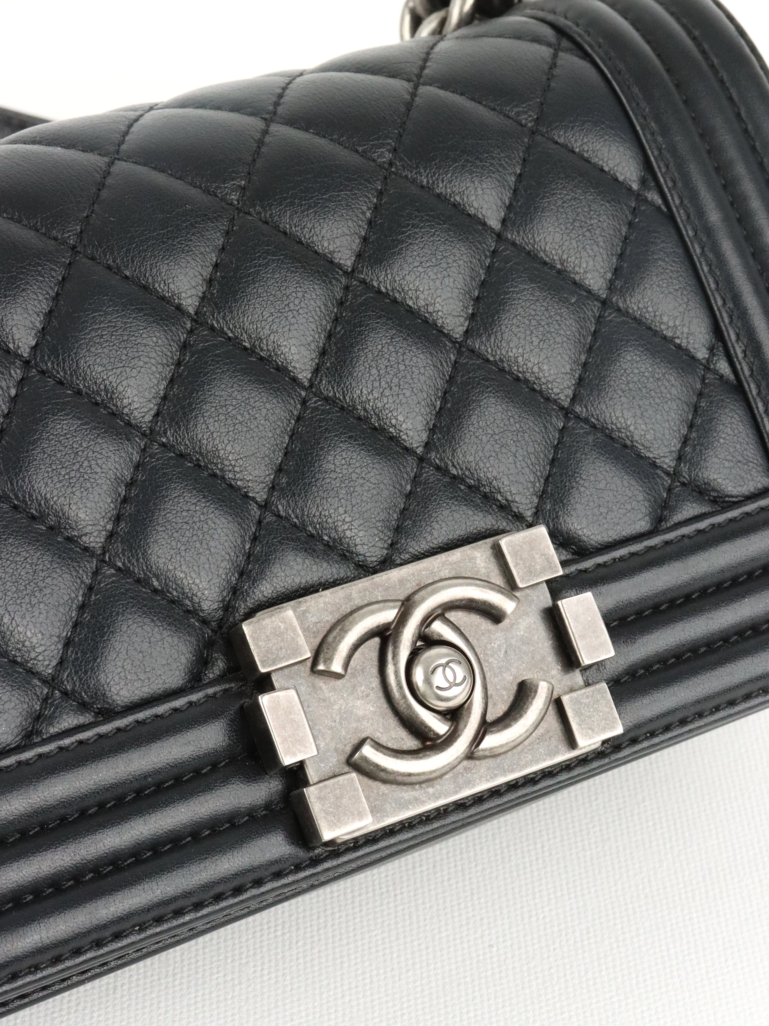 Chanel Black Caviar Boy Wallet On Chain GHW