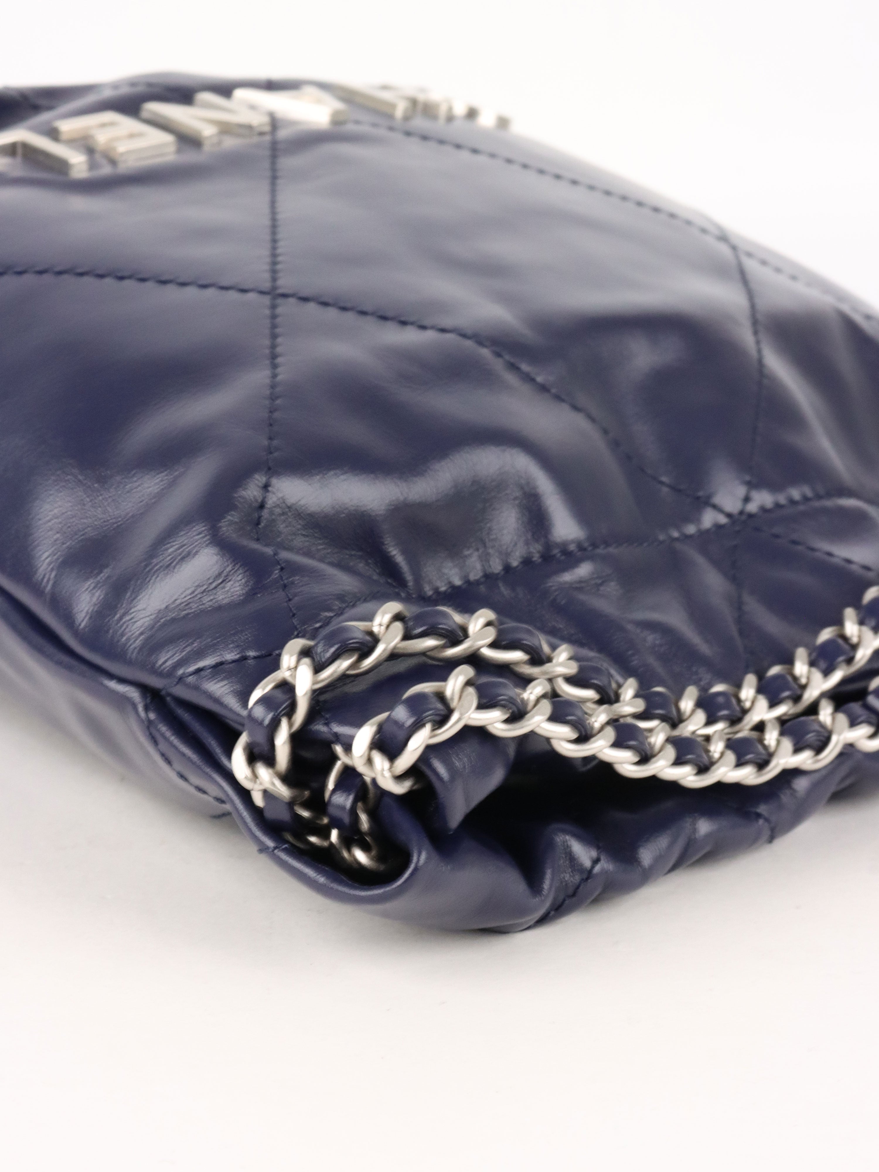 Chanel Mini 22 Navy Shiny Calfskin Quilted Bag