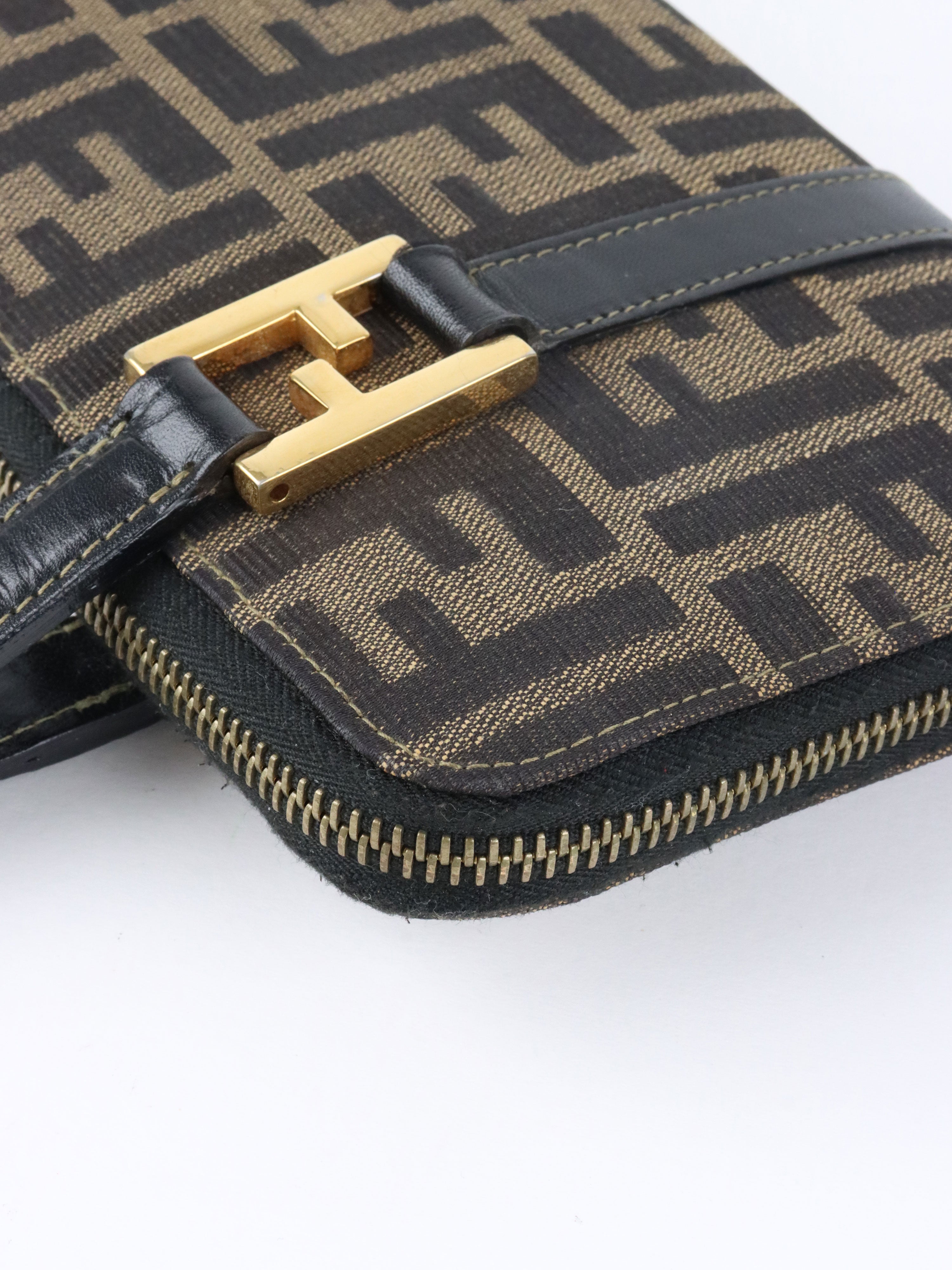 Fendi Vintage Zucca Canvas Top Handle Wallet Bag