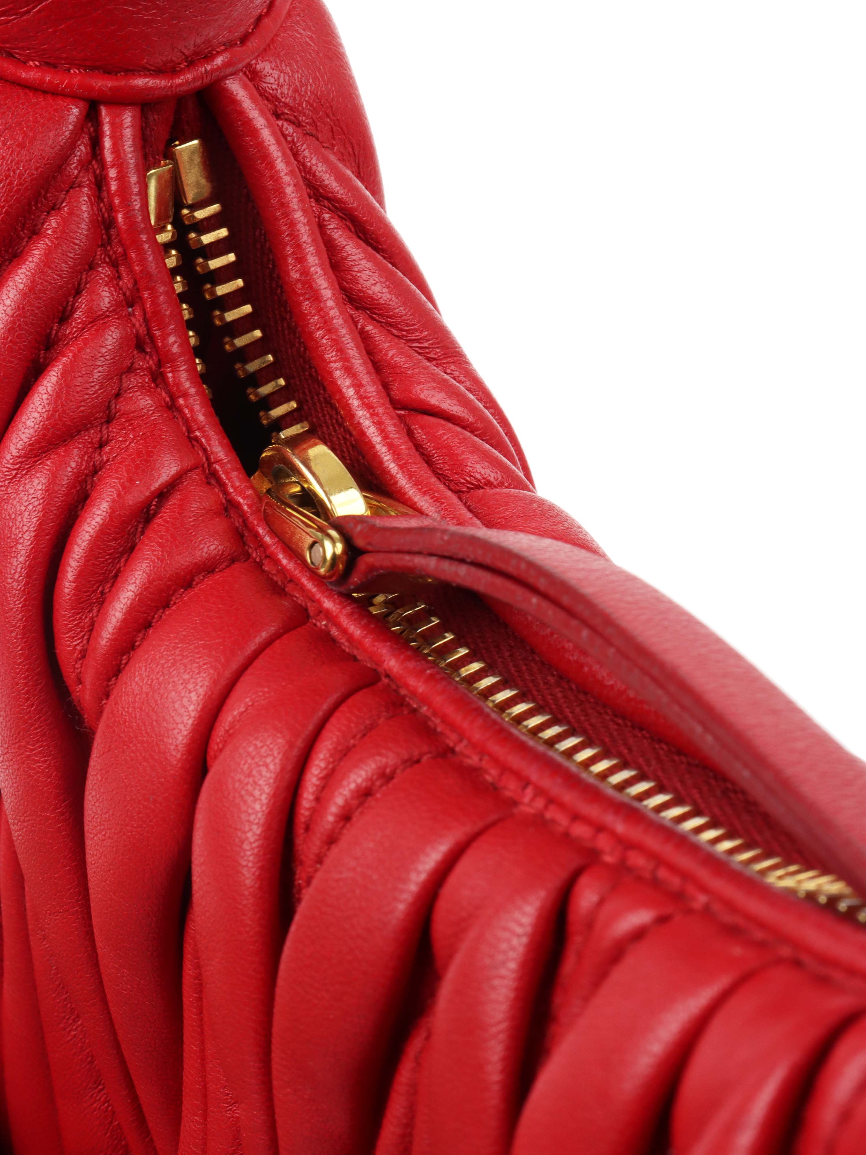 Miu Miu Small Red Wander Matelassé Bag.
