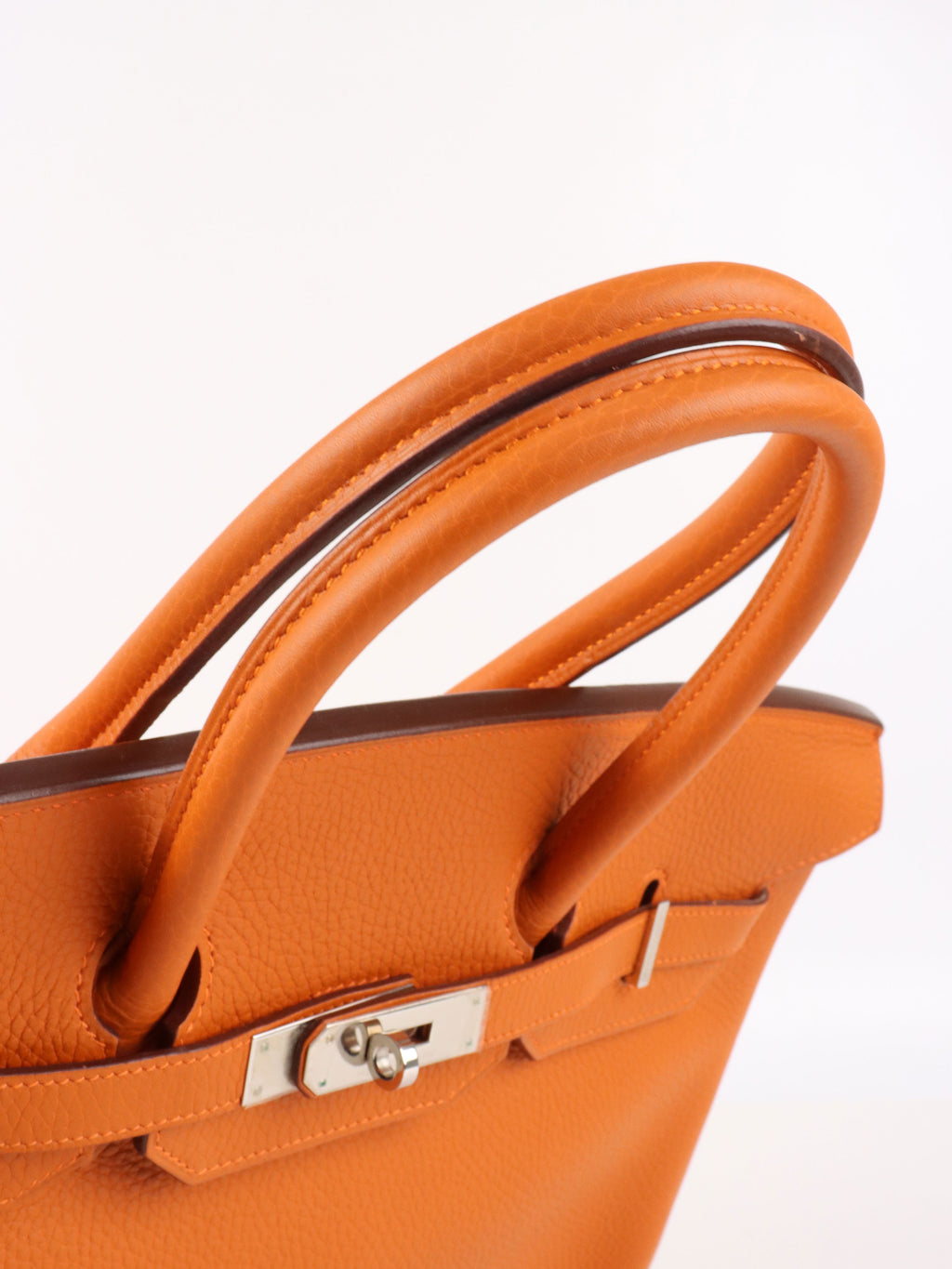 Hermes Birkin 35 Orange H Clemence Leather Stamp J Square