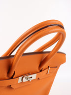 Hermes Birkin 35 Orange H Clemence Leather Stamp J Square